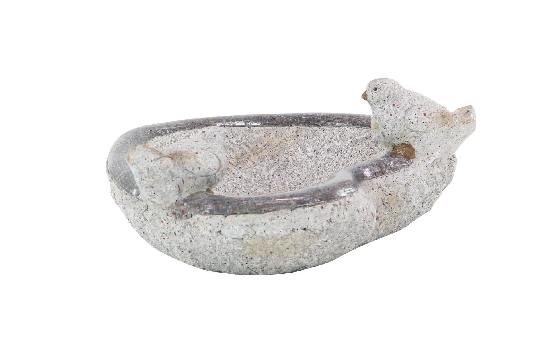 Bird Gray Polystone Indoor Outdoor Decorative Garden Sculpture with Bath Bowl