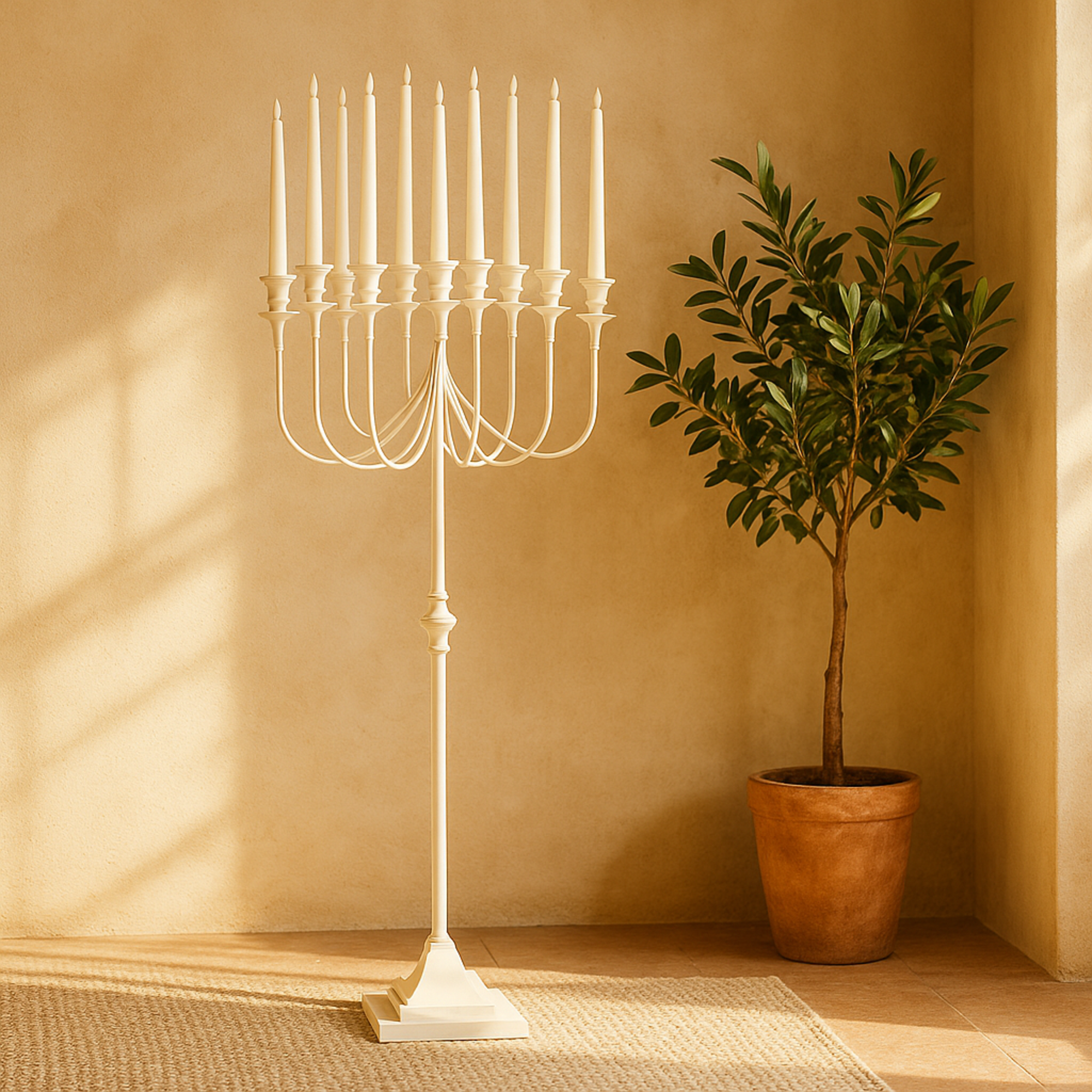 White Metal Taper 12 Slot Decorative Candelabra