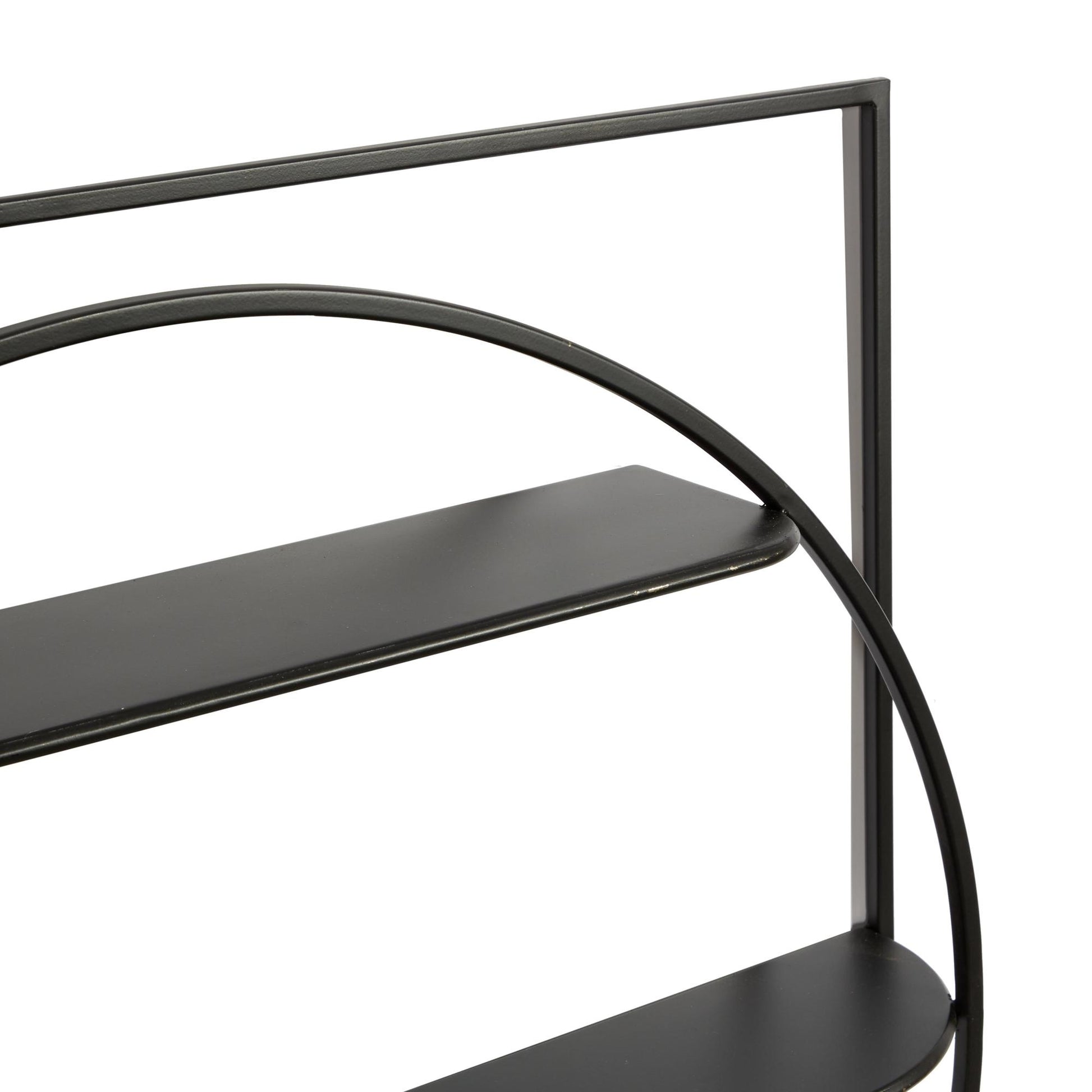 Geometric Black Metal Square 3 Shelf Room Wall Shelf with Circle Frame