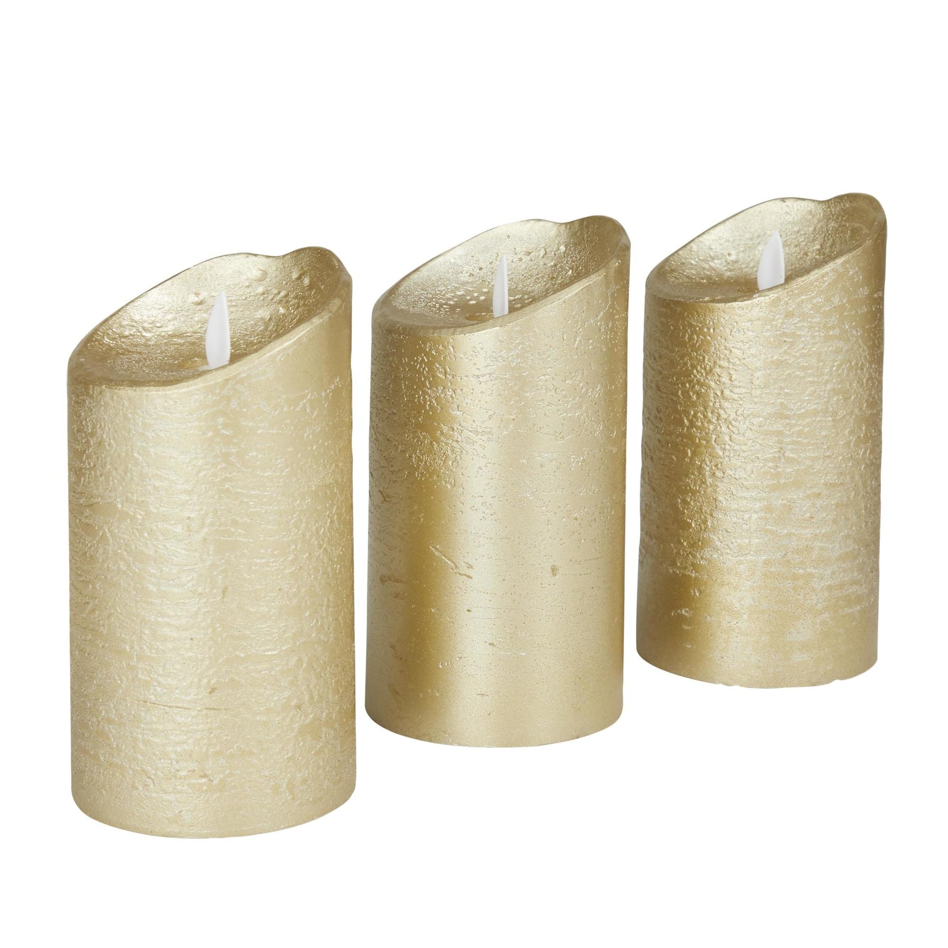 Set of 3 Wax Indoor Outdoor Flameless Candle with Remote Control