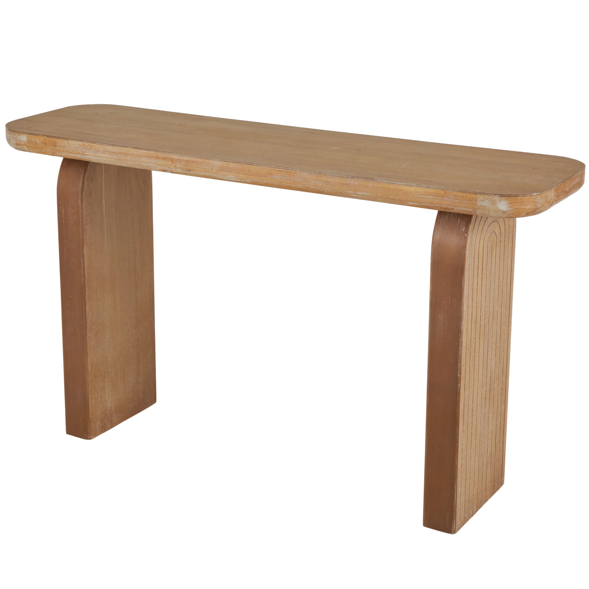 Brown Wood Rectangle Living Room Console Table with Arched Legs