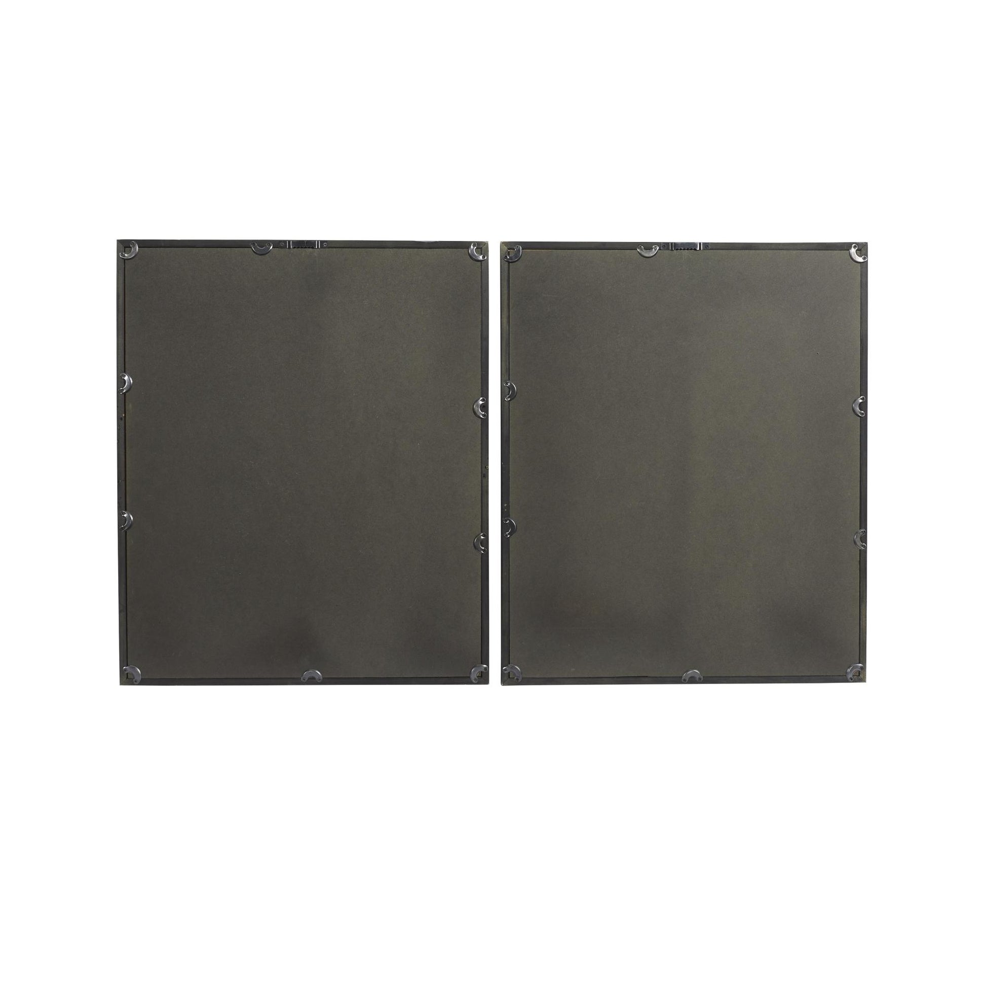 Set of 2 Floral Blue Wood Home Shadow Box with Black and Gold Frame