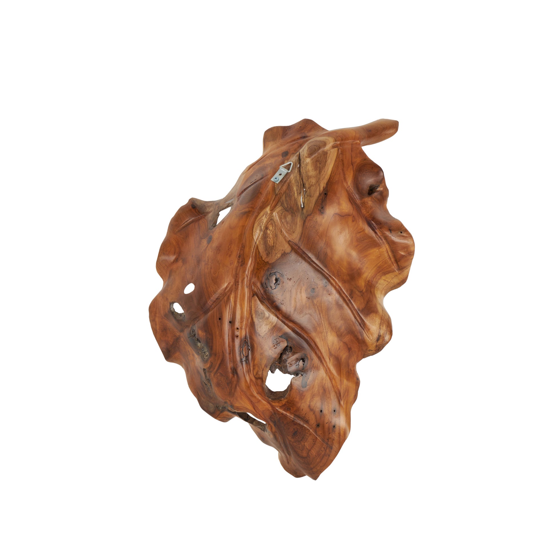 Leaf Brown Teak Wood Handmade Carved Living Room Decor Tray