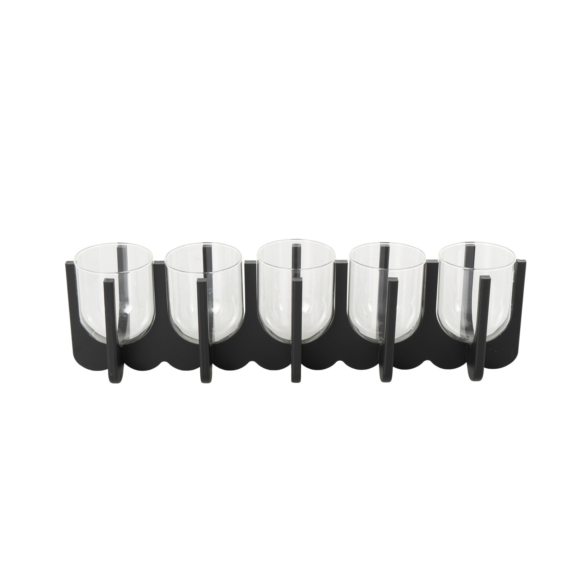 Black Wood Hurricane Decorative Candle Holder