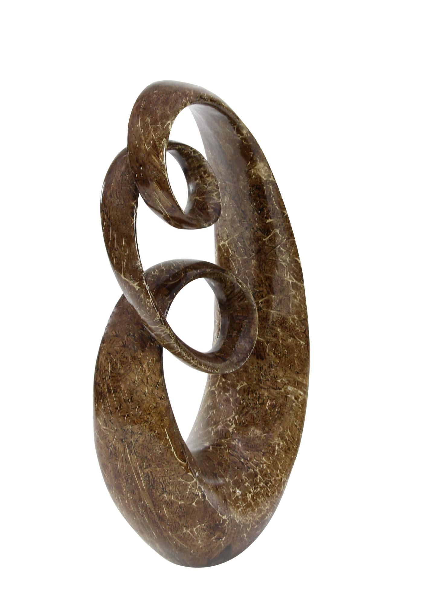 Abstract Brown Polystone Tall Textured Swirl Decorative Sculpture