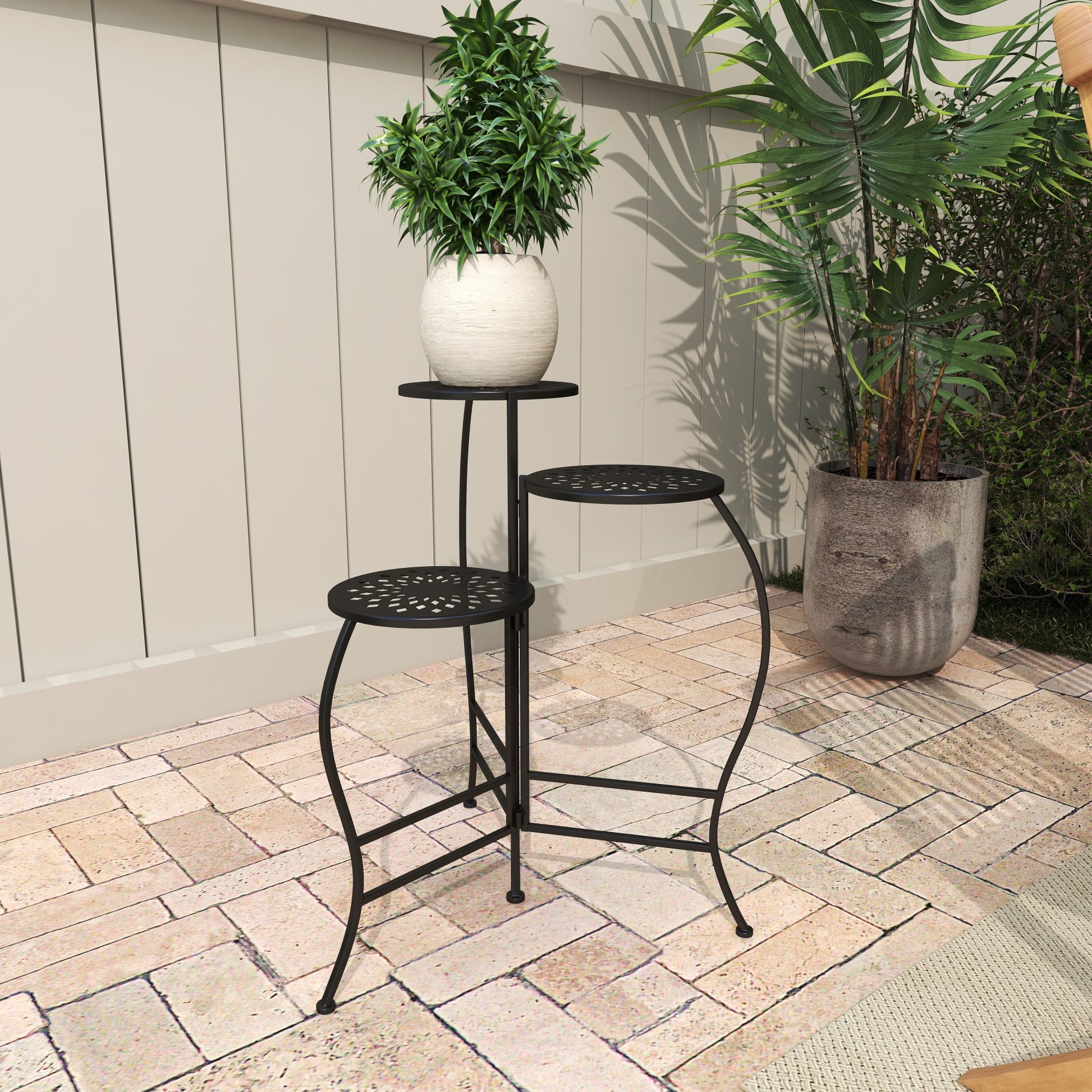 Floral Metal 3 Tier Indoor Outdoor Plantstand 19" x 14" x 24"