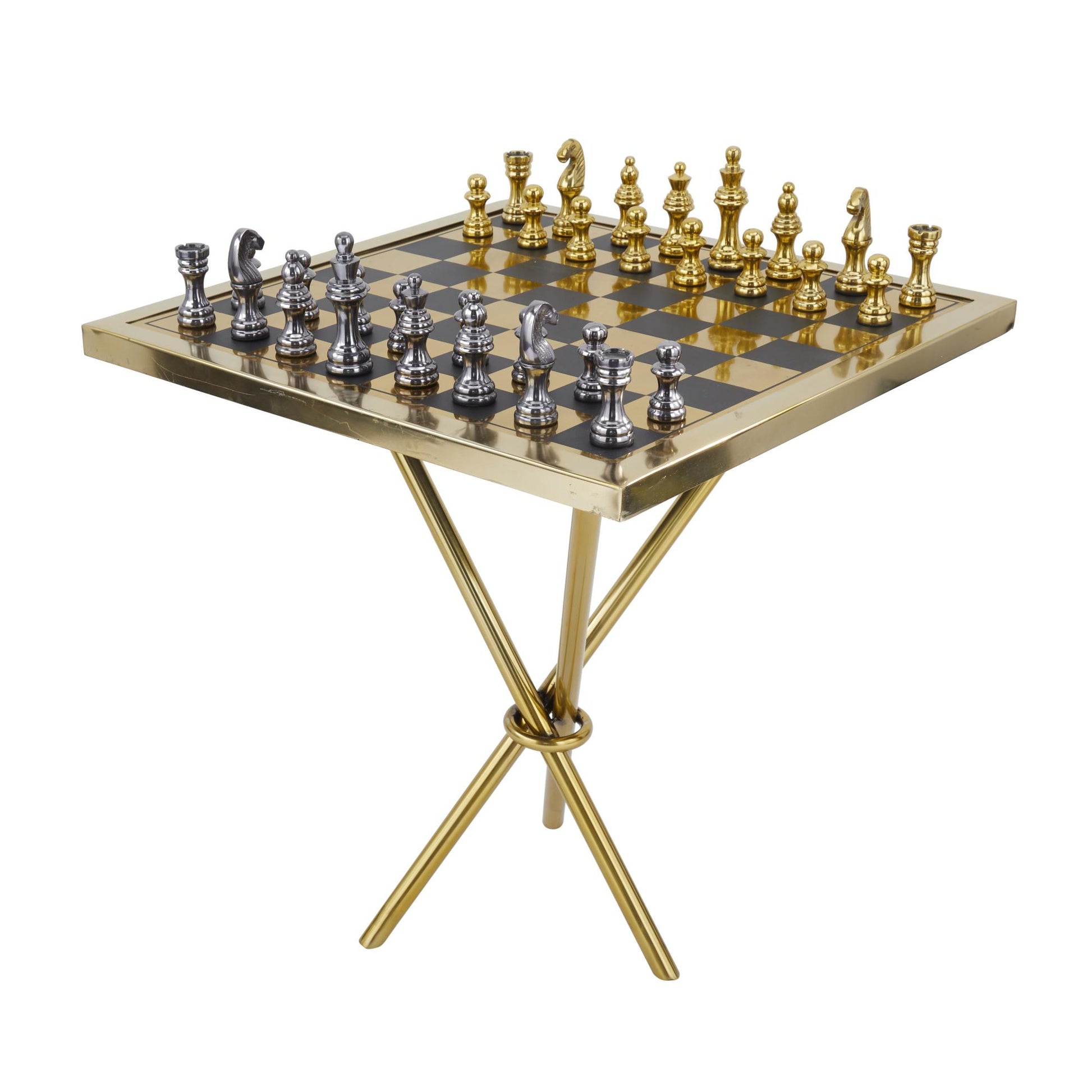 Chess Aluminum Metal Table Home Decor Game Set 22" x 22" x 25"