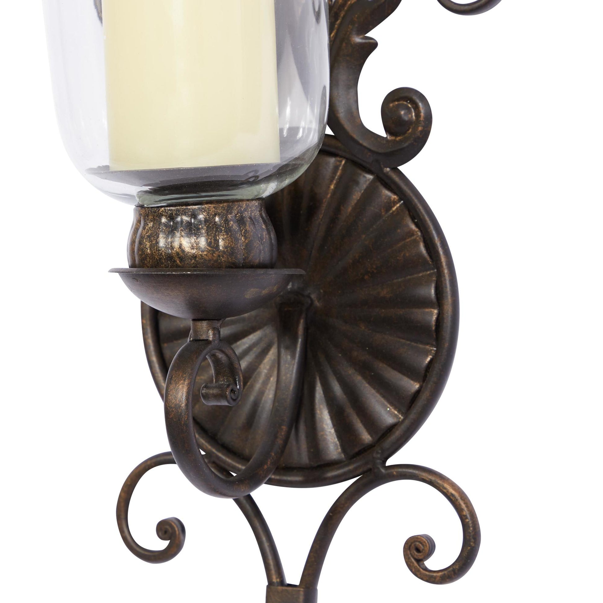 Scroll Bronze Metal Weathered Indoor Outdoor Wall Sconce