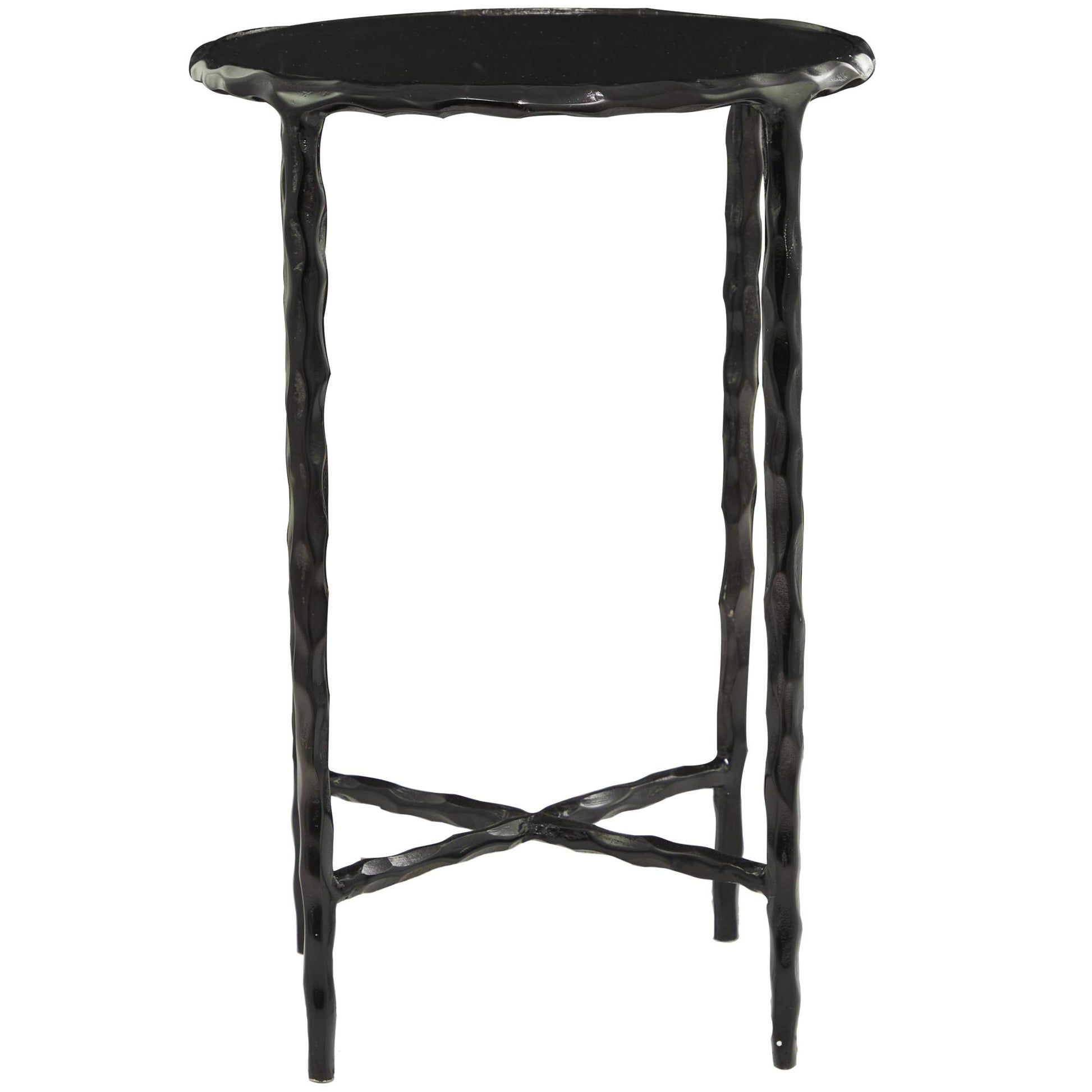 Aluminum Metal Side End Accent Table with Shaded Glass Top