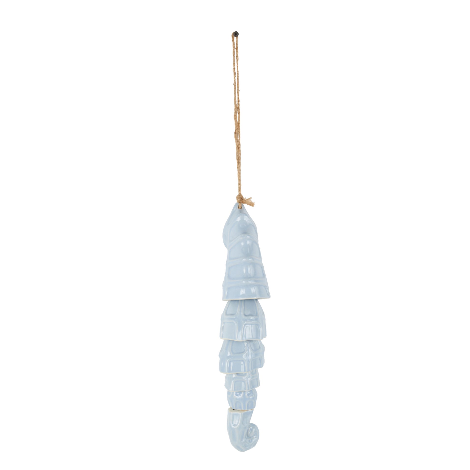 Sea Horse Blue Ceramic Indoor Outdoor Windchime with Brown Rope