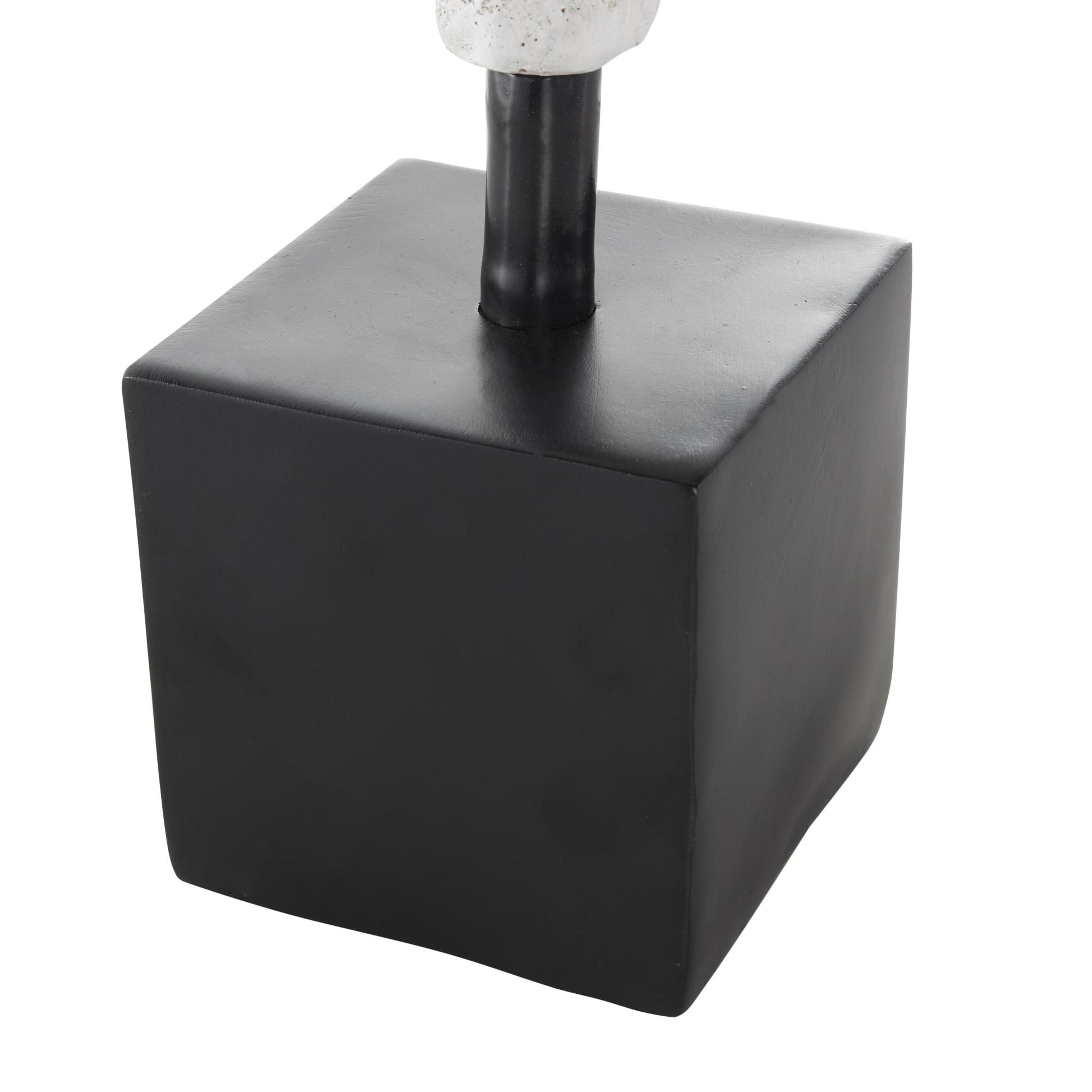 People White Polystone Decorative Sculpture with Black Square Base