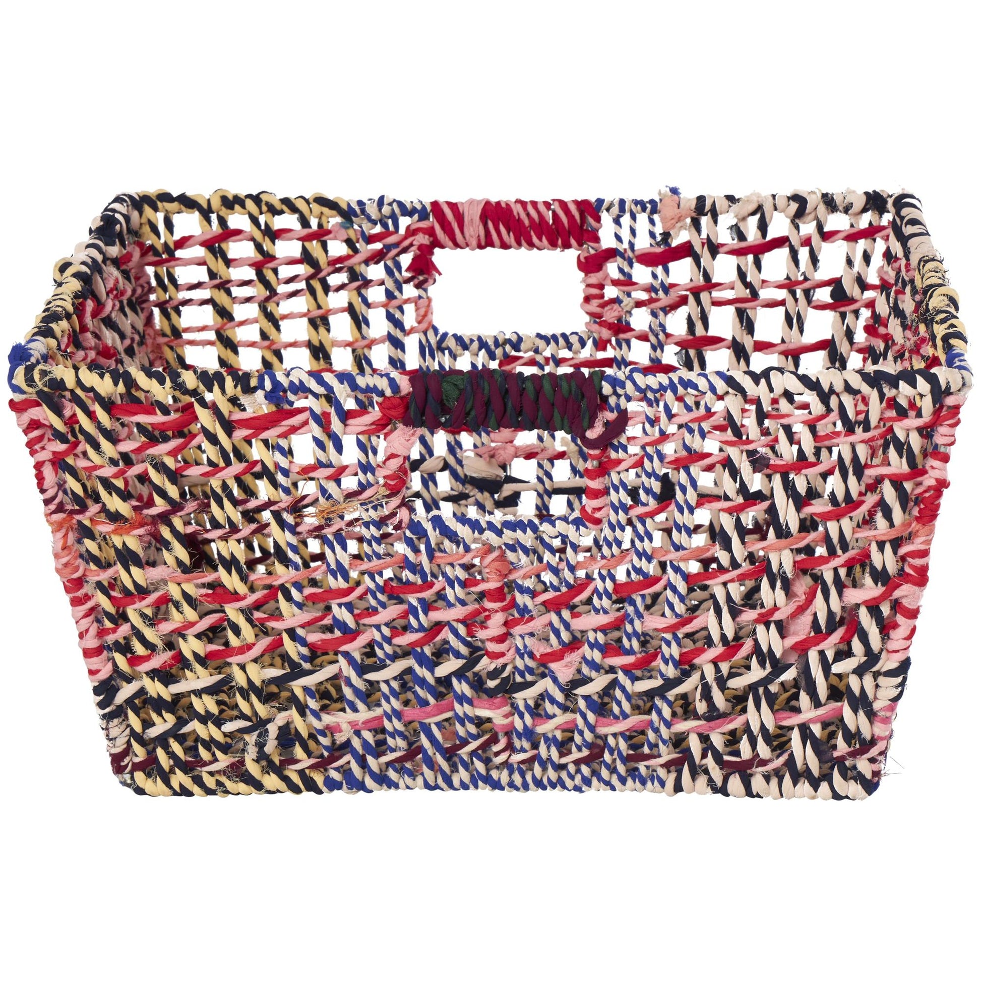 CosmoLiving by Cosmopolitan Cotton Fabric Handmade Storage Basket with Handles