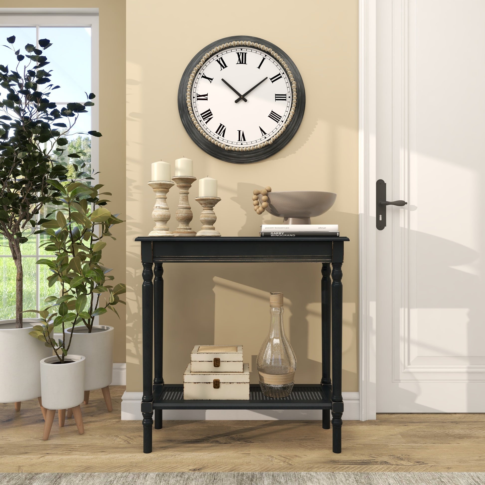 Black Wooden Living Room Console Table