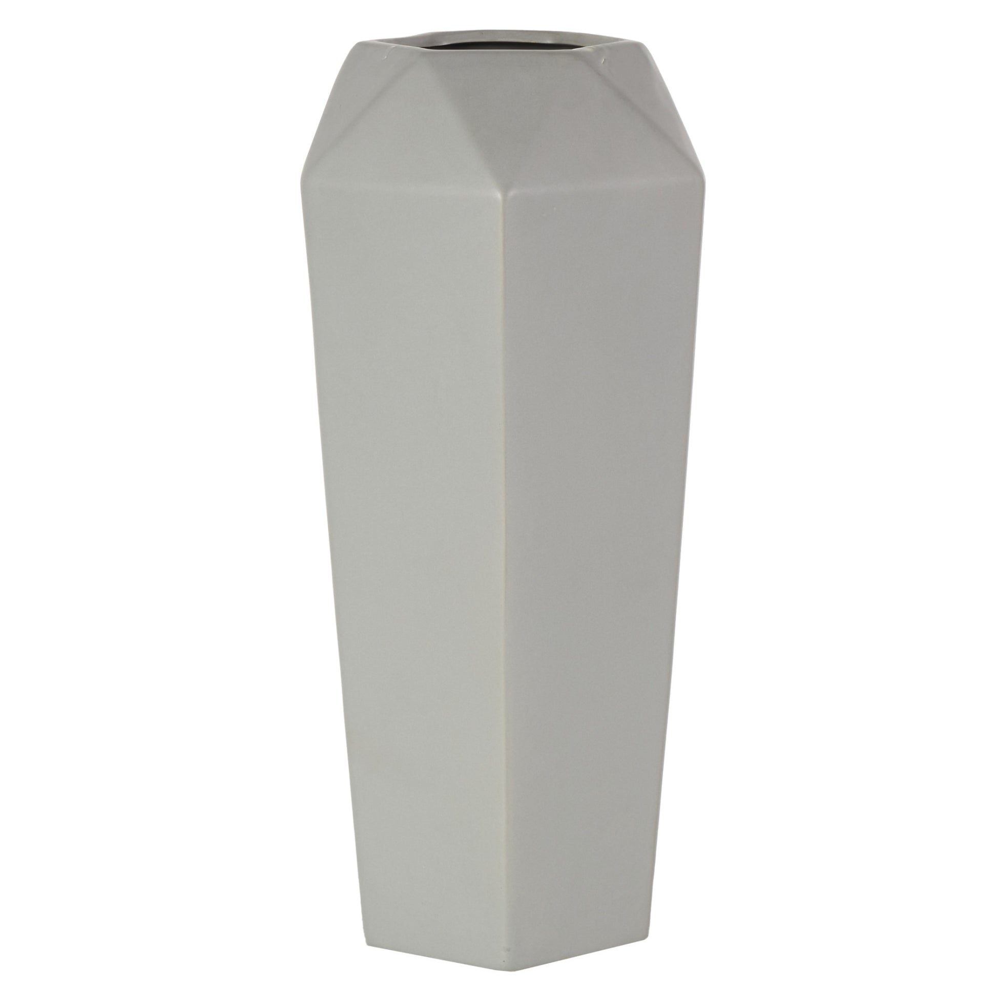 Geometric Gray Ceramic Decorative Vase