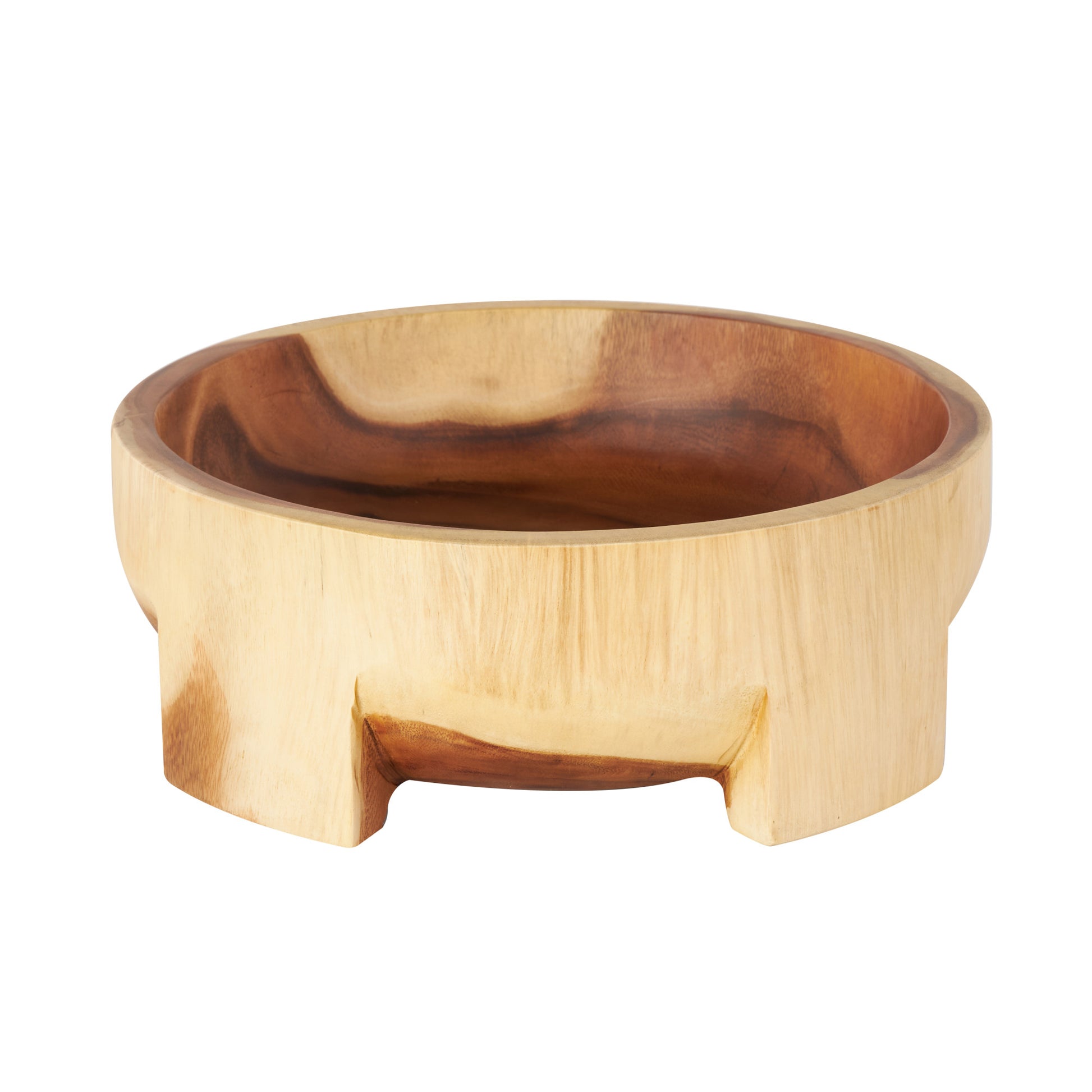 Light Brown Wood Handmade Round Large Decorative Bowl