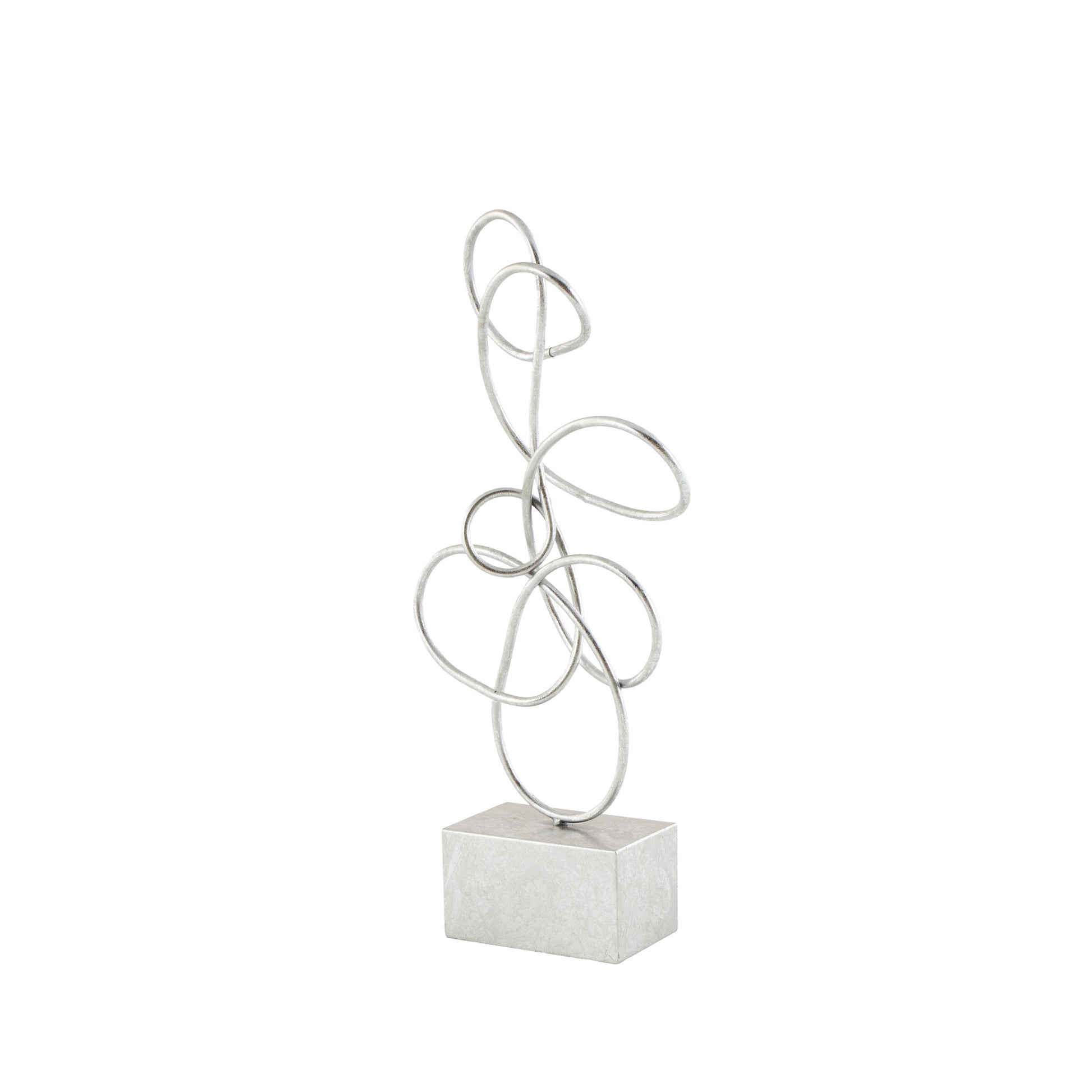 Abstract Silver Metal Swirl Decorative Sculpture