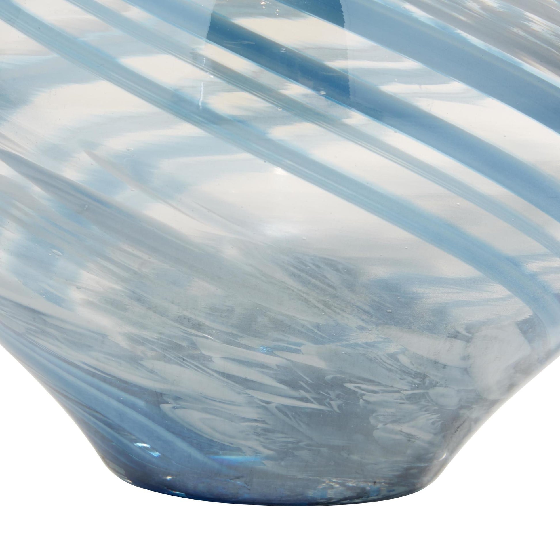 Set of 2 Blue Glass Handmade Blown Decorative Vase