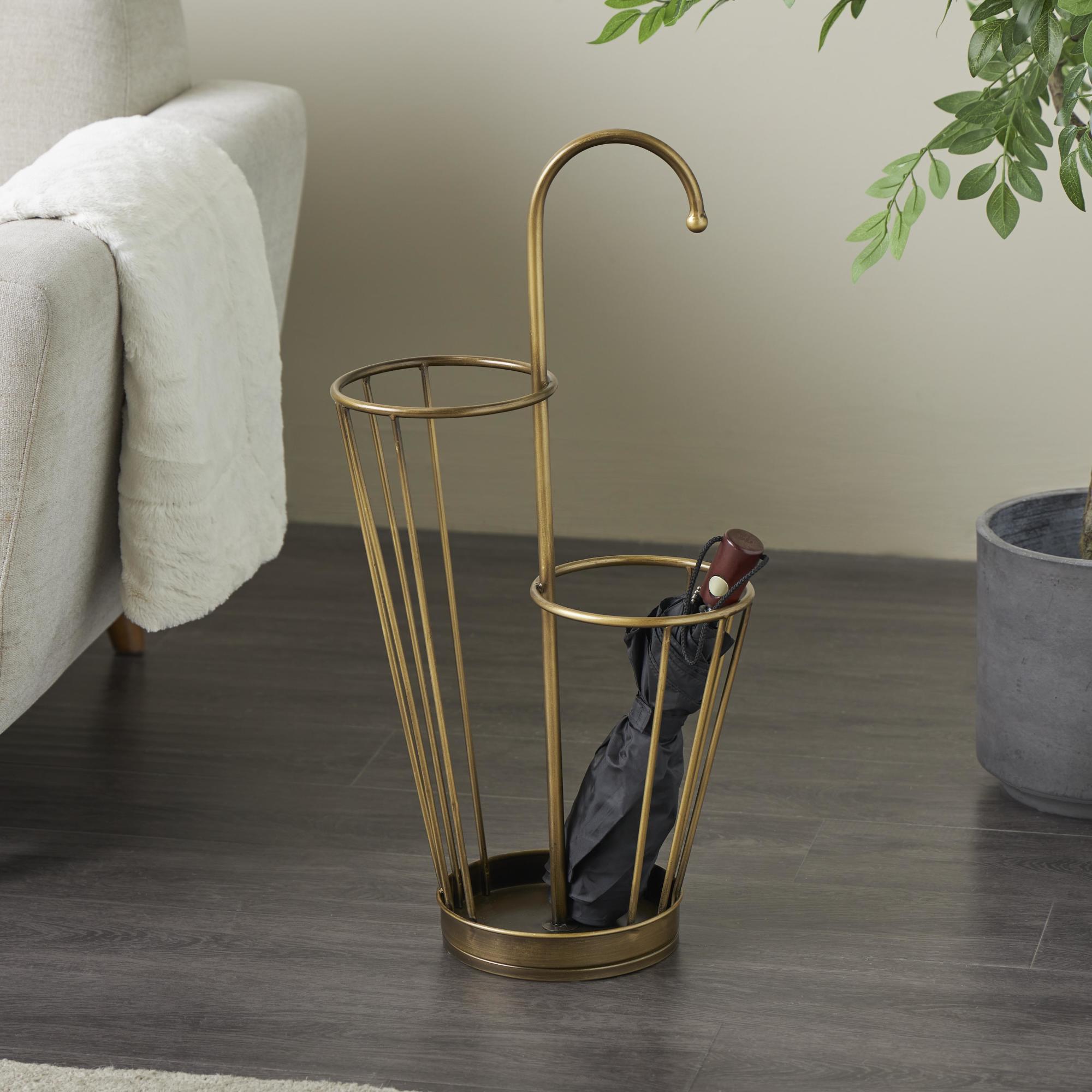 Geometric Metal 2 Section Decorative Umbrella Stand with Umbrella Shaped Handle