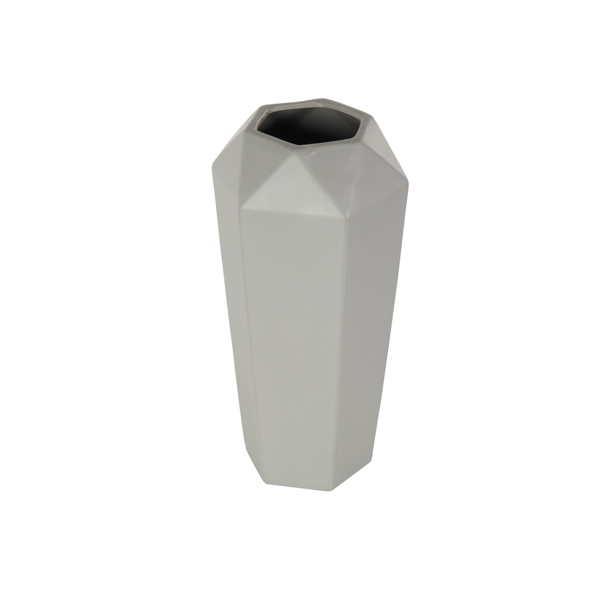 Geometric Gray Ceramic Decorative Vase