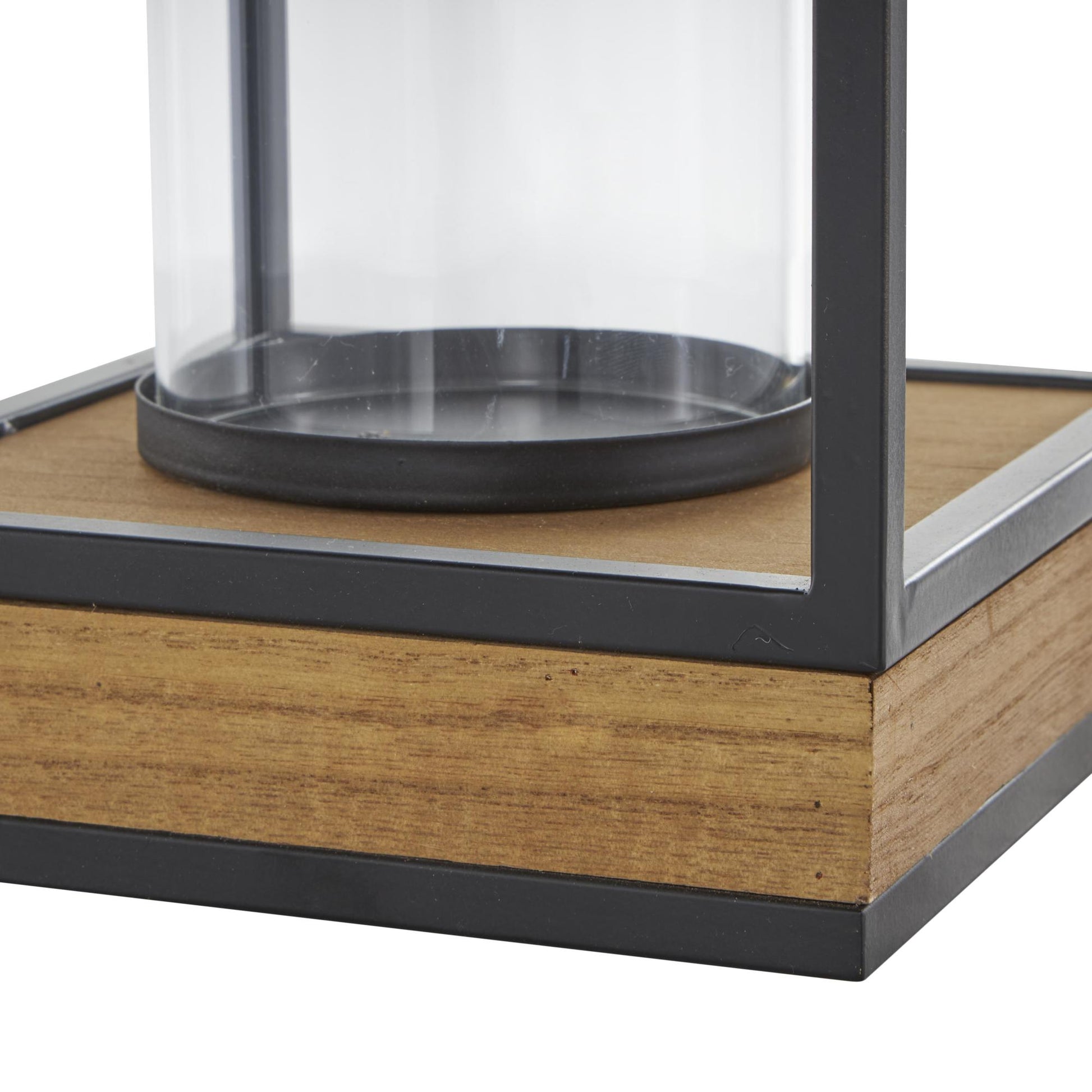 Brown Metal Open Frame Indoor Outdoor Candle Lantern with Black Metal Accents