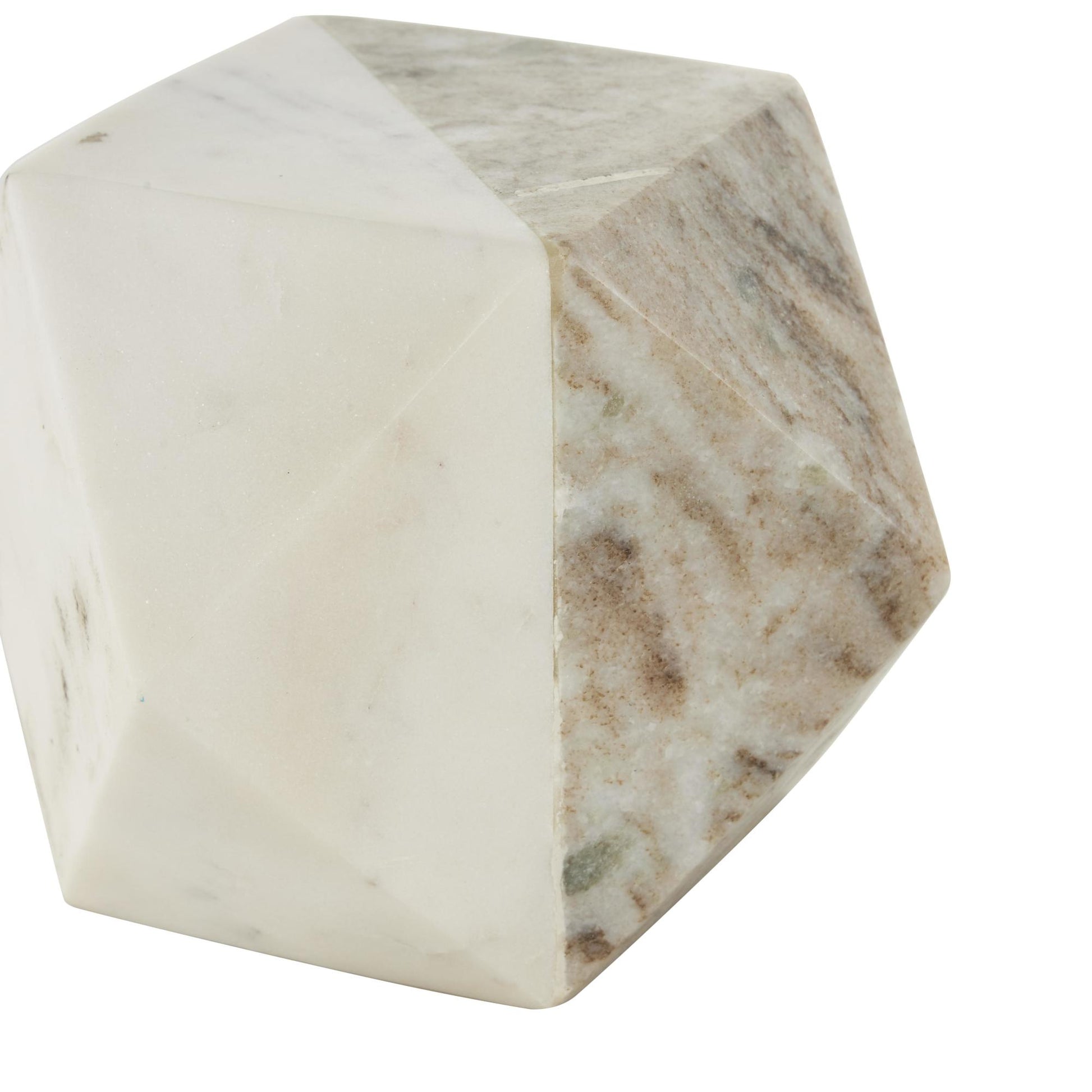 Set of 3 Geometric Marble Cube Two-Toned Hexagon Decorative Sculpture