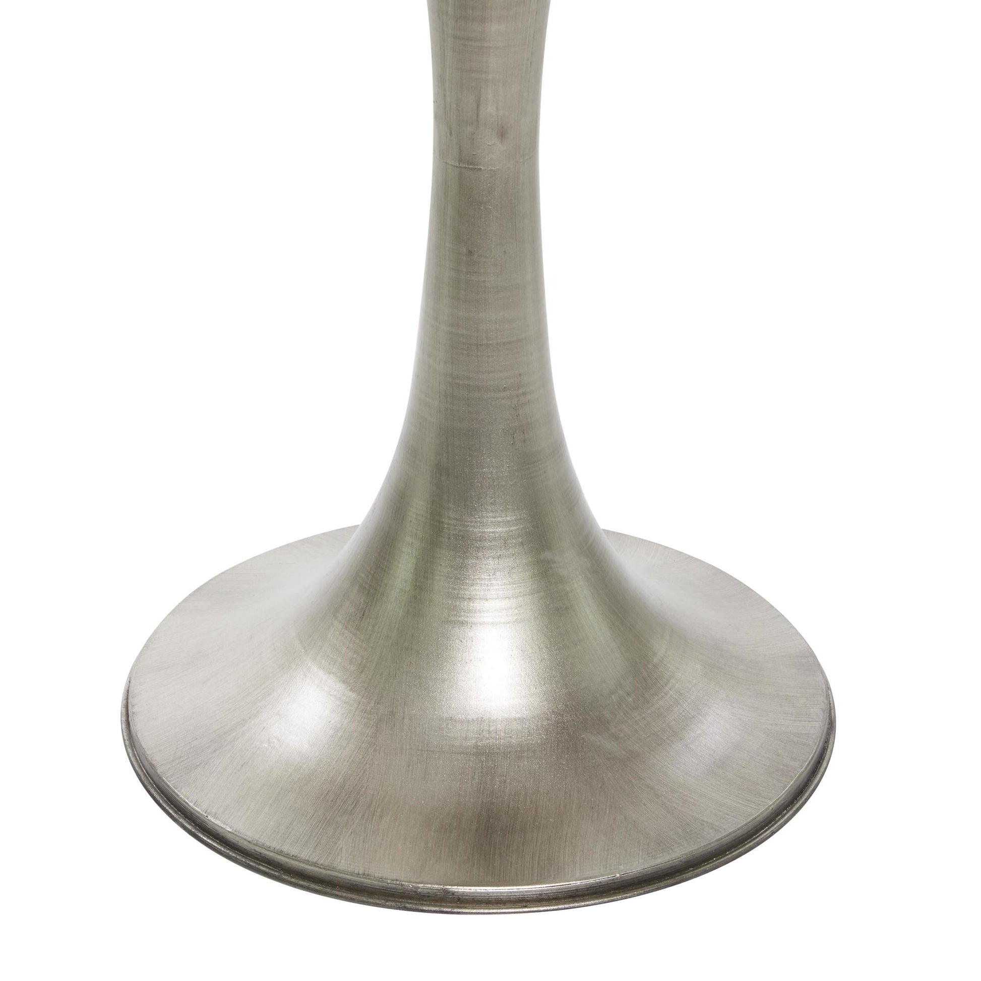 Silver Metal Side End Accent Table with White Marble Top