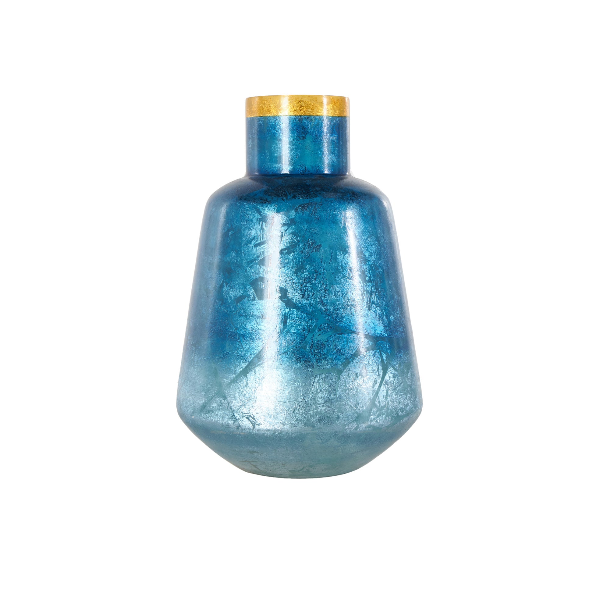 Glass Handmade Decorative Vase with Gold Rim
