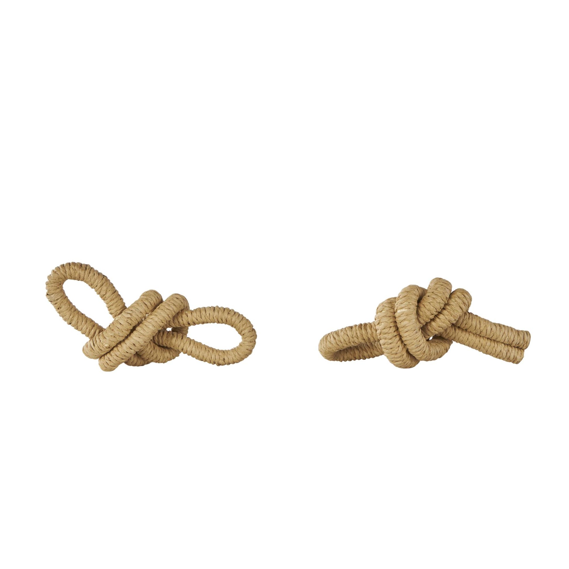Set of 2 Knot Brown Paper Woven Decorative Sculpture