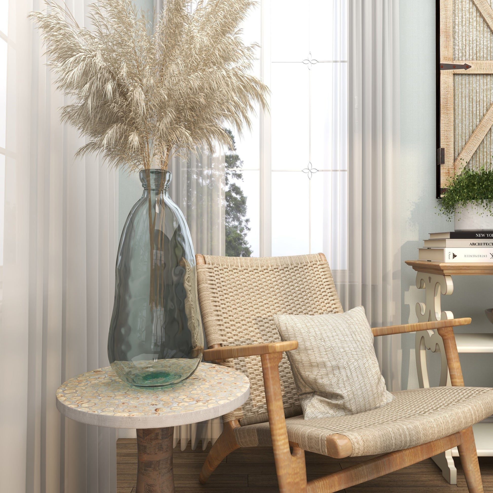 Abstract Recycled Glass Handmade Ombre Spanish Bottle Decorative Vase 9" x 9" x 20"