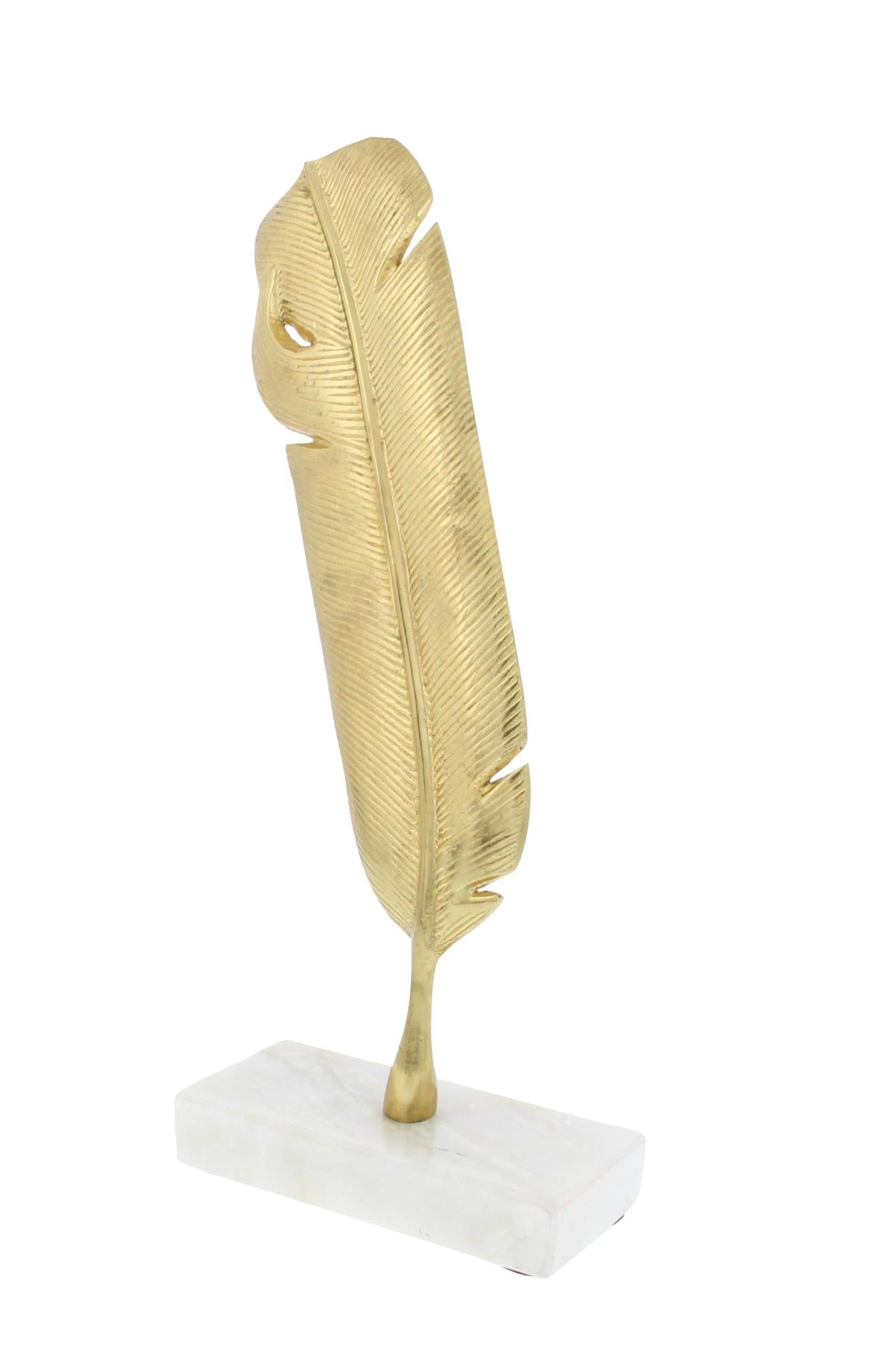 CosmoLiving by Cosmopolitan Bird Gold Aluminum Metal Feather Decorative Sculpture