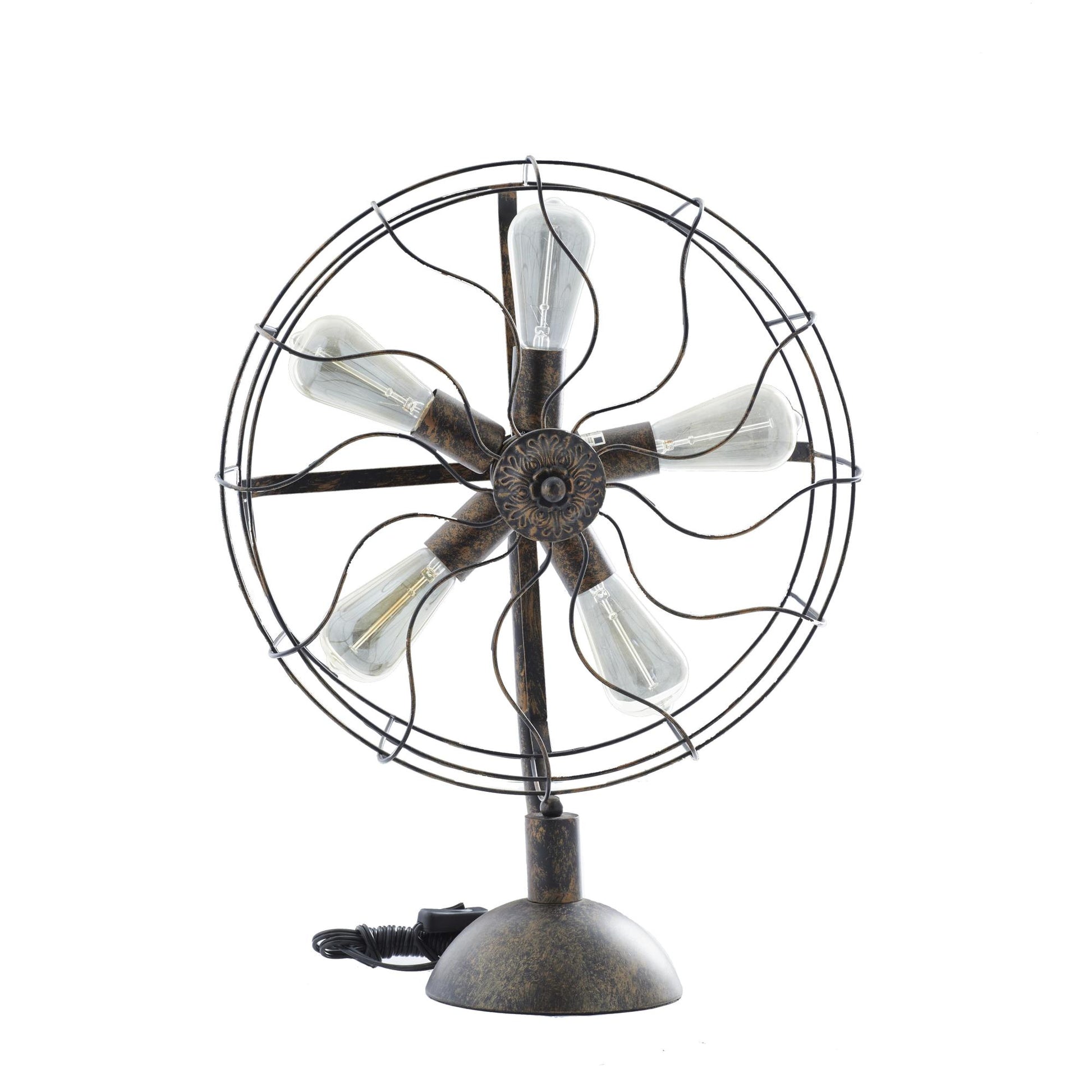 Fan Bronze Metal Vintage 5 Bulb Room Accent Lamp