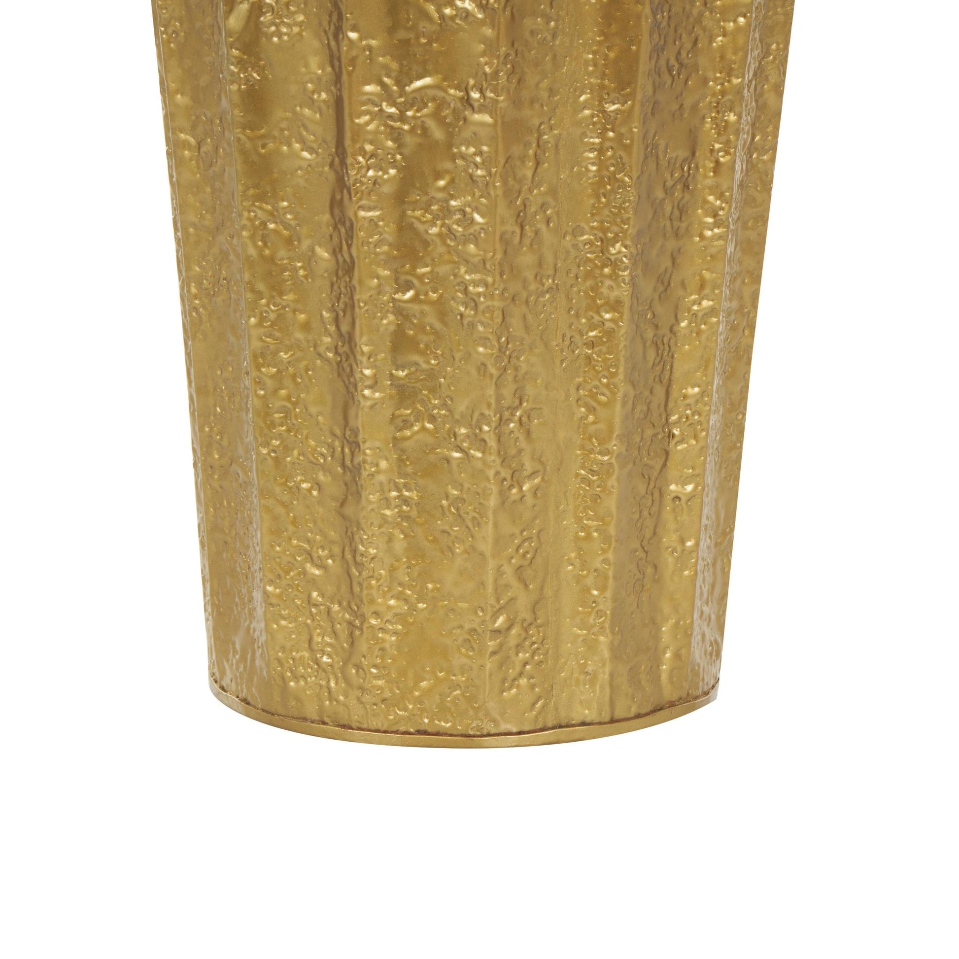 Set of 2 Gold Metal Tall Textured Hammered Floor Decorative Vase