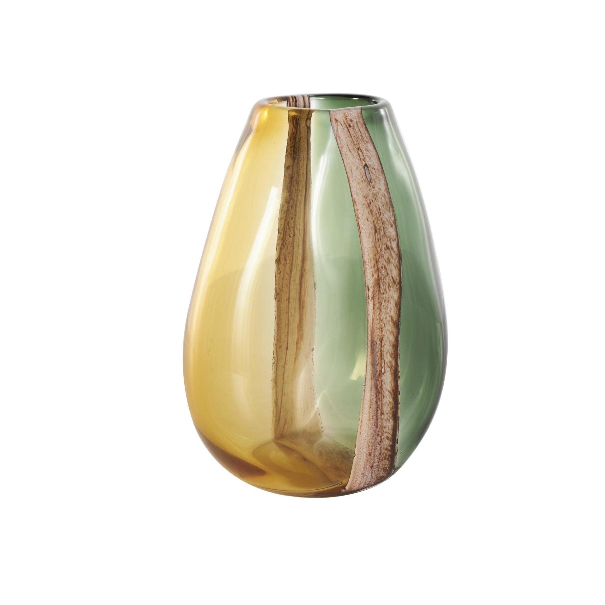 Multi Colored Glass Ombre Decorative Vase with Pink Textured Stripe Details