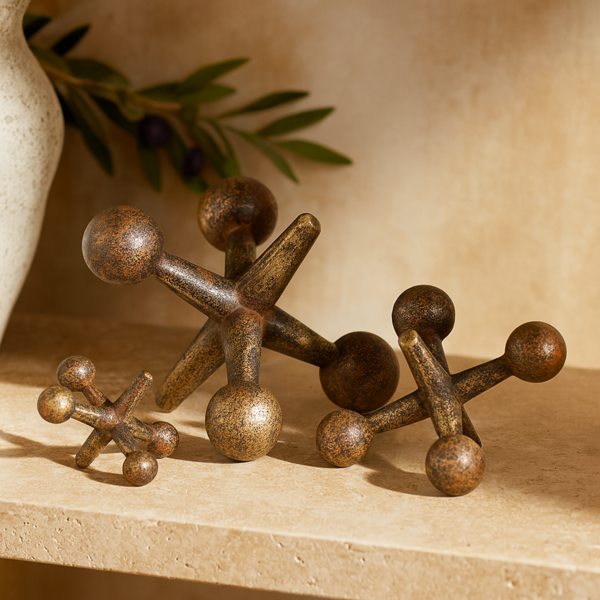 Set of 3 Jack Metal Decorative Sculpture Set of 3 5", 7", 9"W