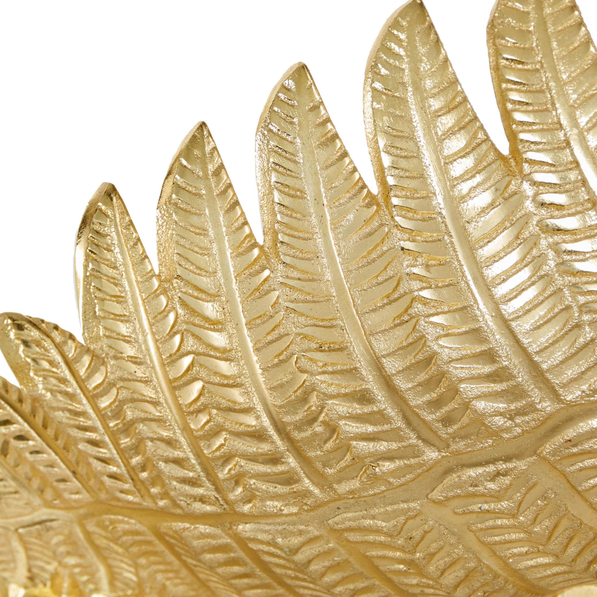 Set of 2 Leaf Gold Aluminum Metal Living Room Decor Tray