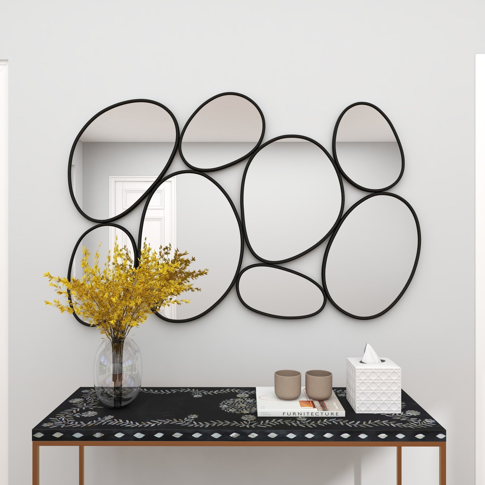 Black Metal Bubble Cluster Room Wall Mirror