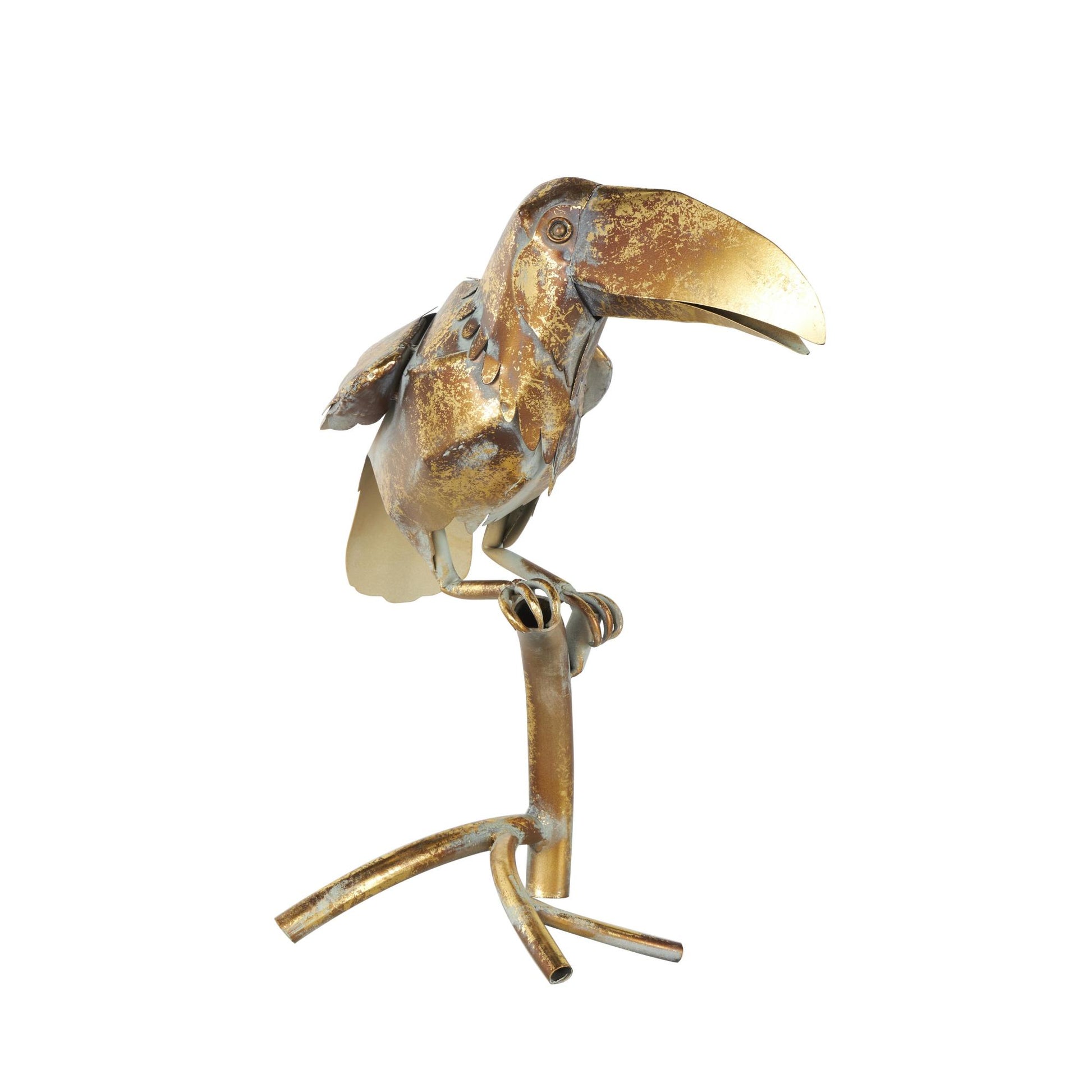 Parrot Bronze Metal Patina Decorative Garden Sculpture with Branch Stand