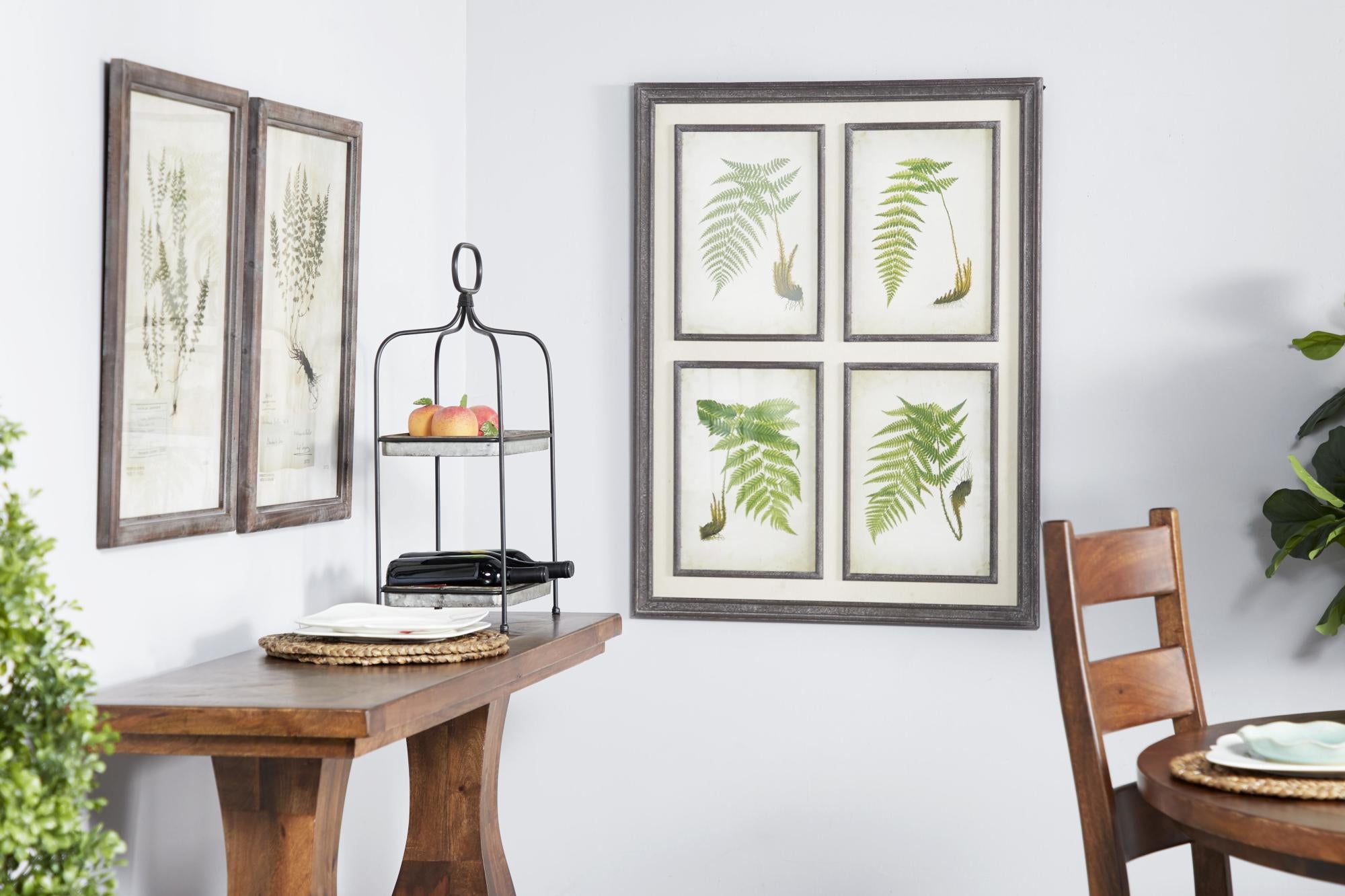 Leaf Brown Wood Living Room Framed Wall Art with Cream Backing