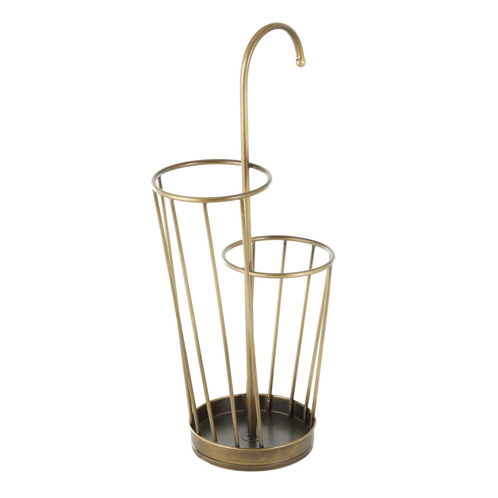 Geometric Metal 2 Section Decorative Umbrella Stand with Umbrella Shaped Handle