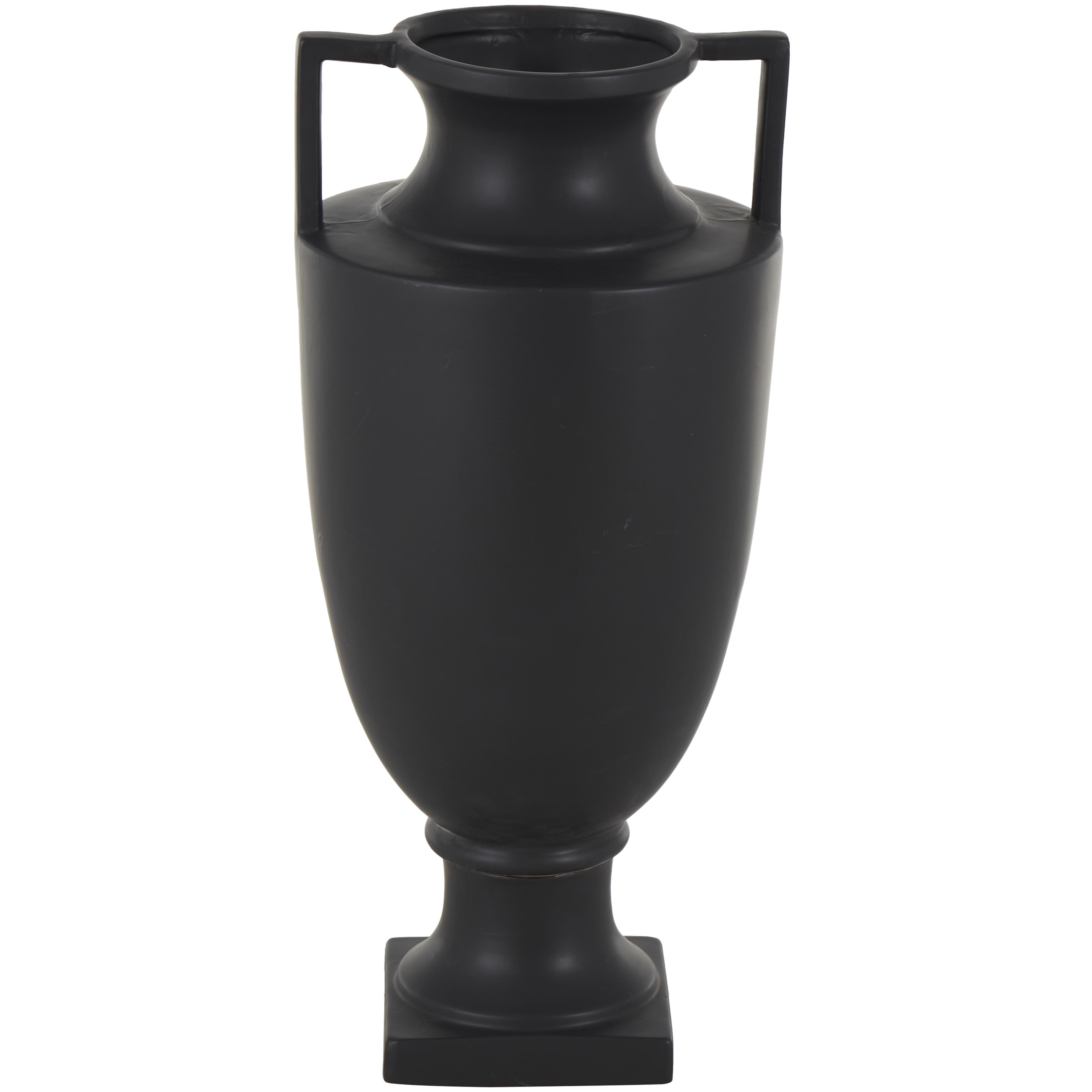 Ceramic Sleek Amphora Decorative Vase with Handles 10" x 10" x 22"