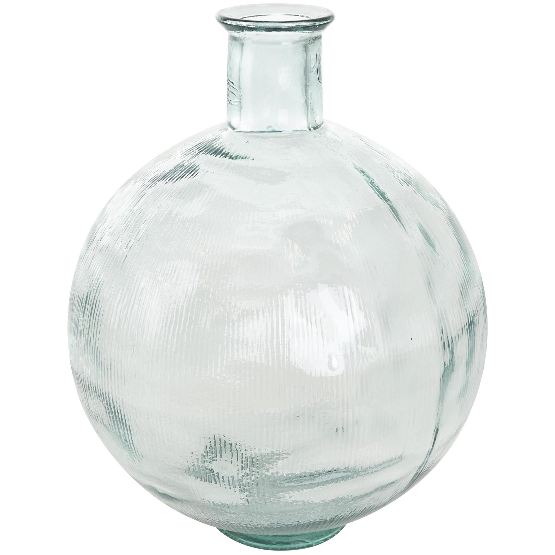 Recycled Glass Handmade Spanish Bottle Neck Ribbed Decorative Vase