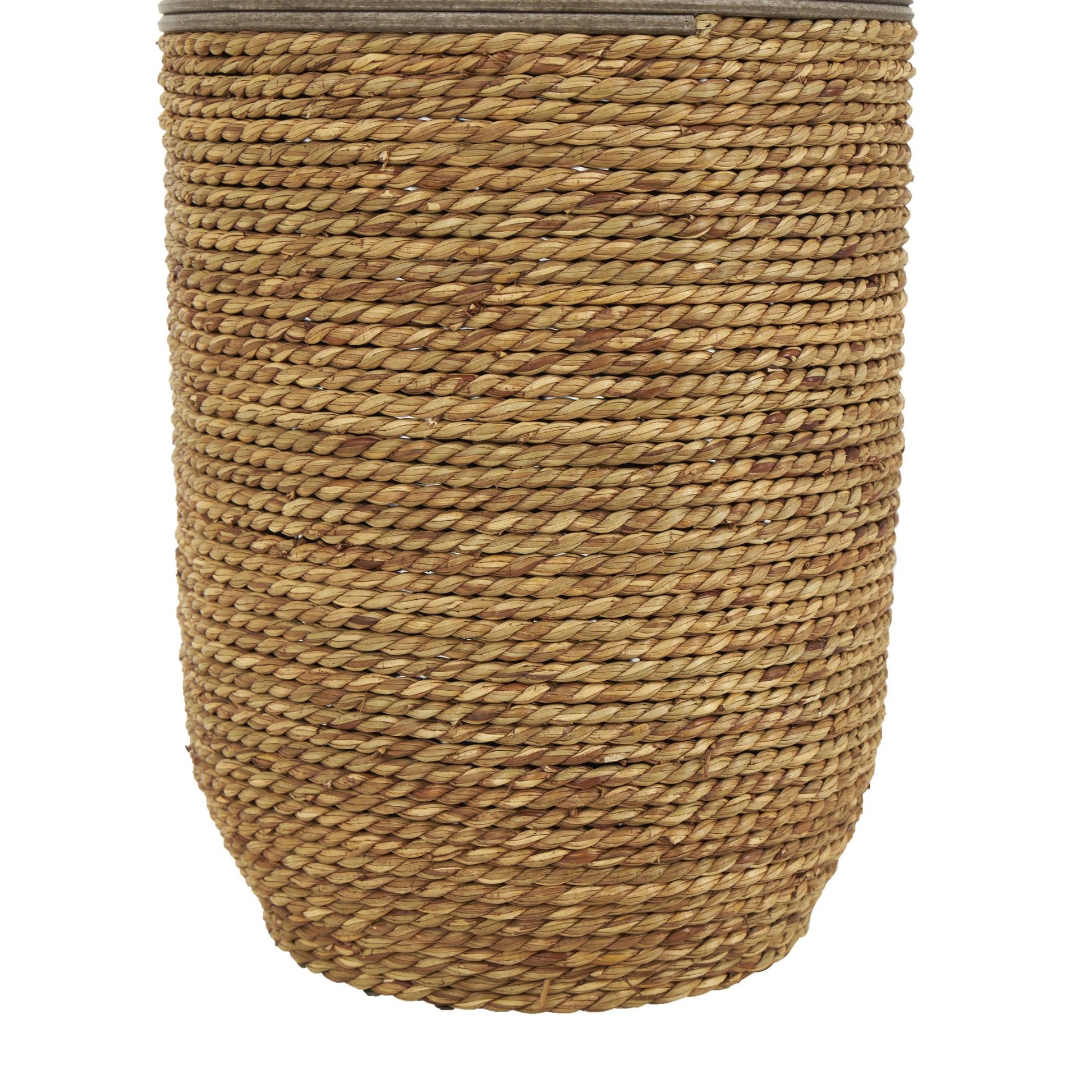 Brown Seagrass Handmade Ribbed Decorative Vase with Coiled Seagrass Base