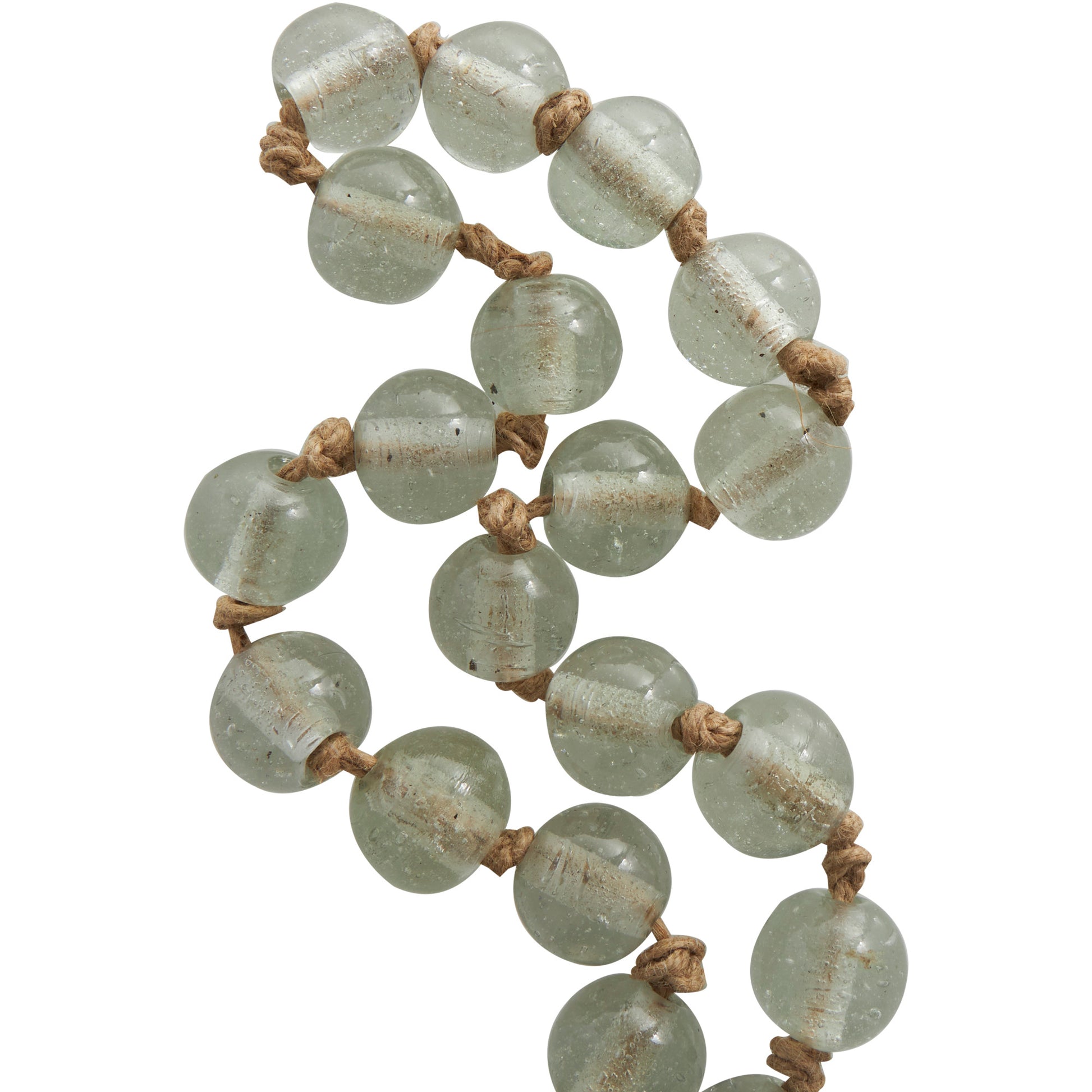 Glass Handmade Round Beaded Garland with Tassel with Knotted Brown Jute