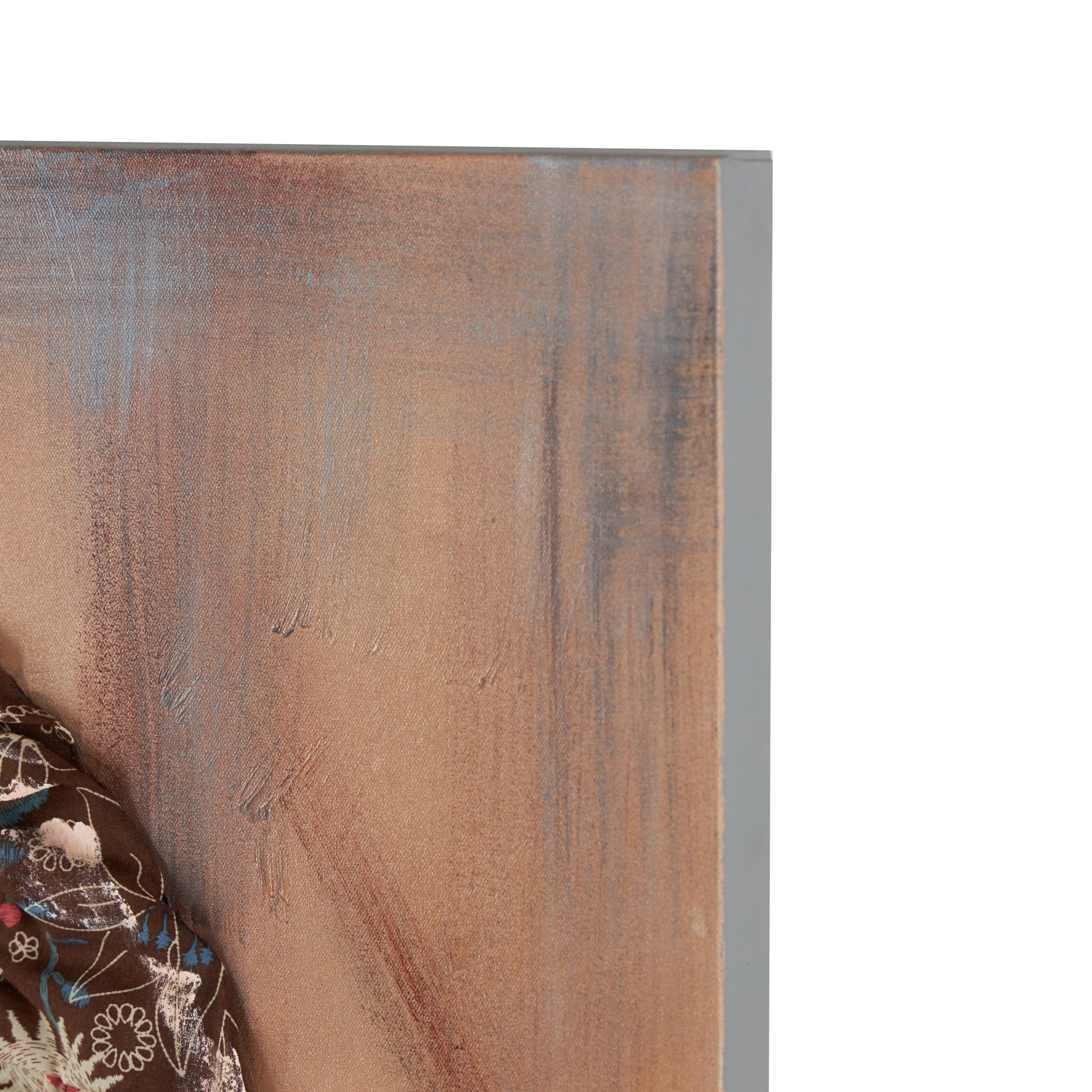 Woman Brown Canvas Decorative Wall Art with 3D Fabric Headwear And Gold Jewels