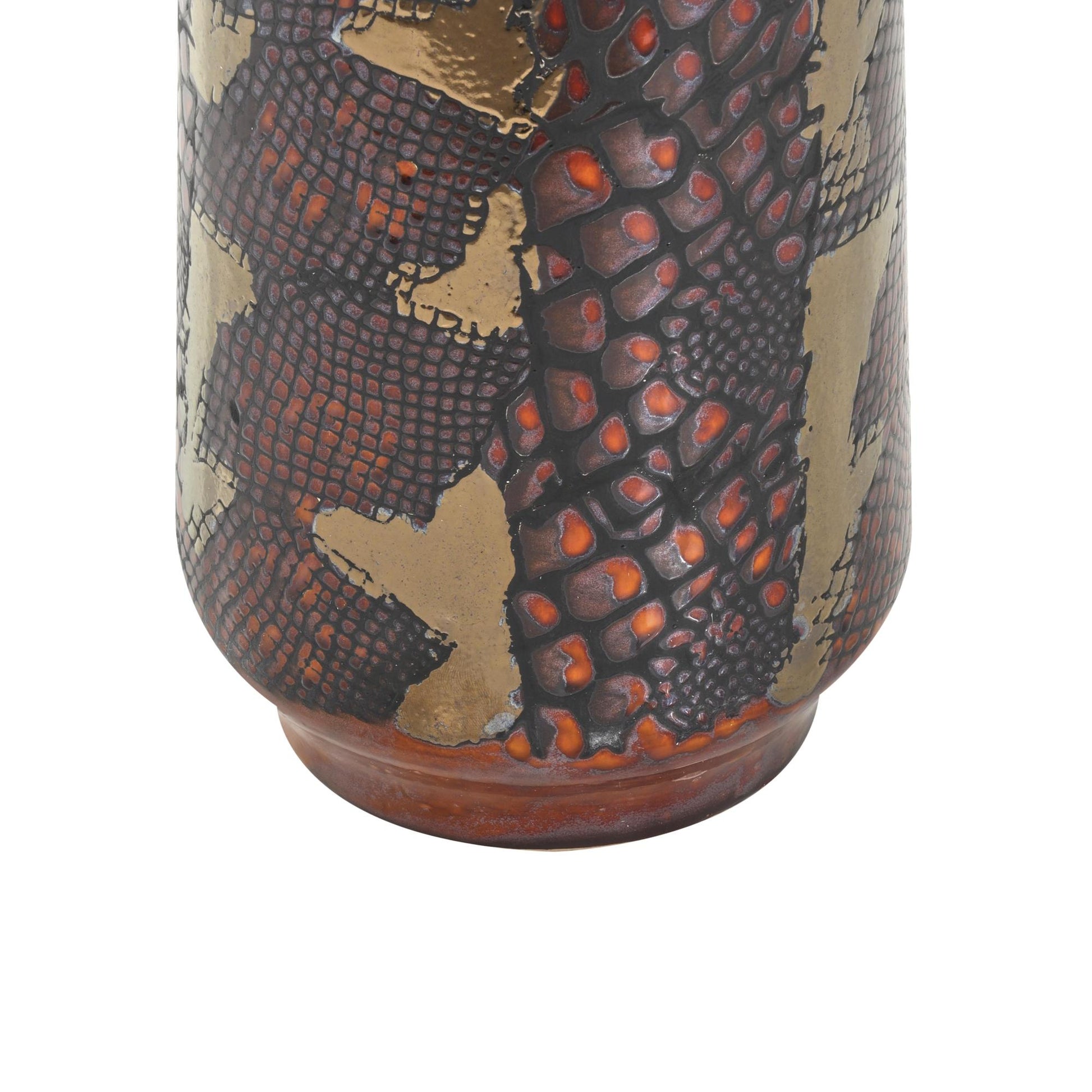 Multi Colored Ceramic Snakeskin Inspired Decorative Vase