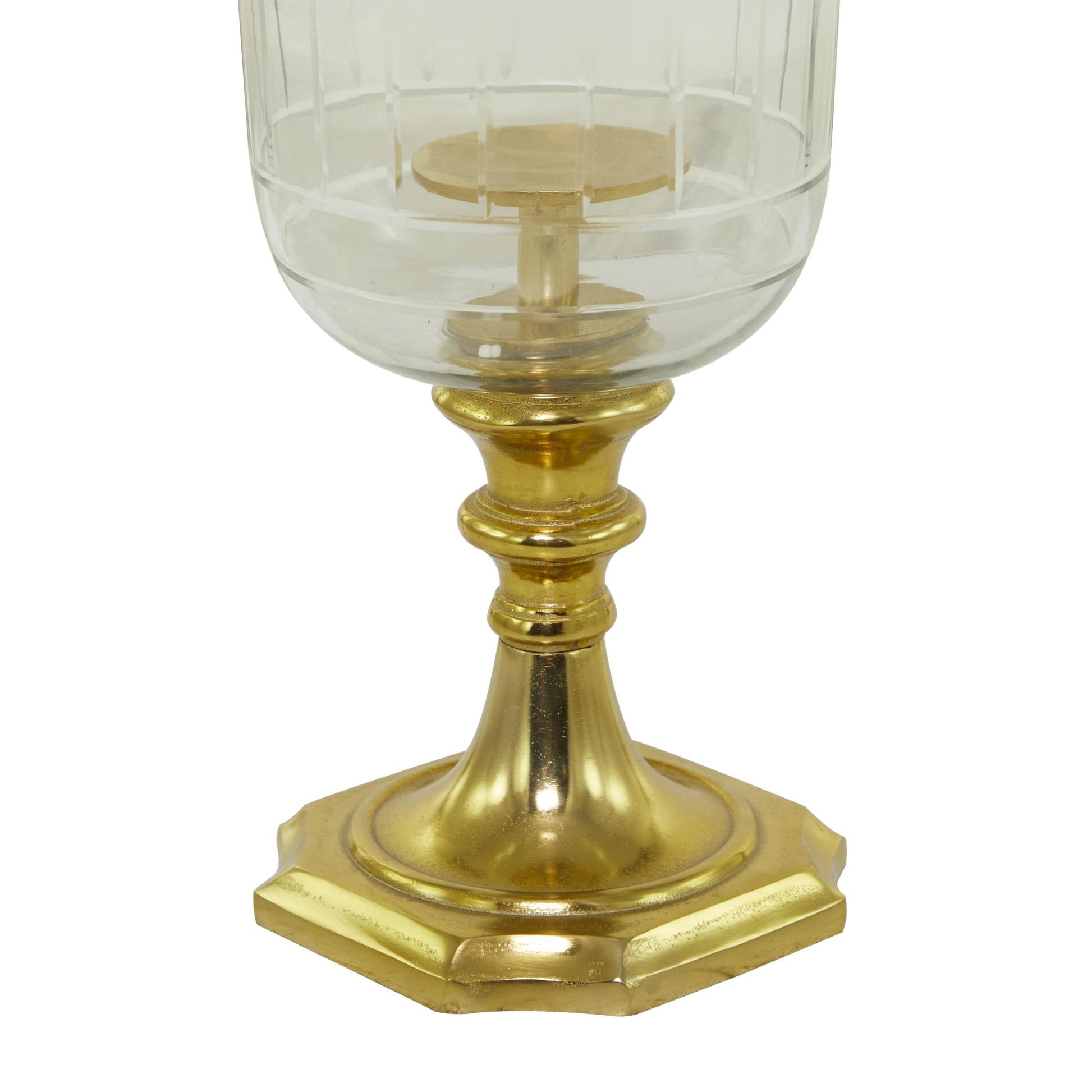 Gold Aluminum Metal Single Candle Room Hurricane Lamp