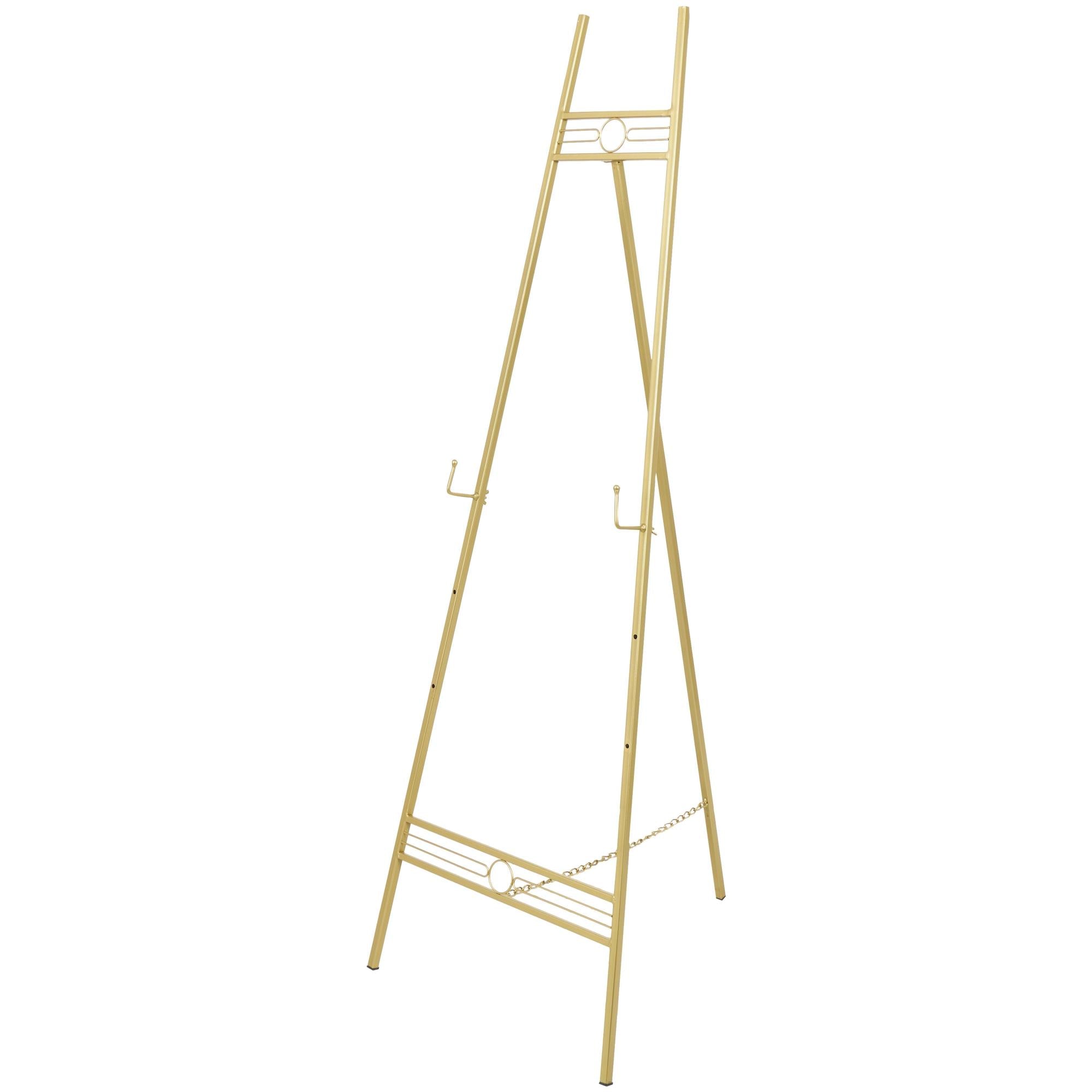 Geometric Metal Tall Adjustable 3 Tier Display Easel with Chain Support 20" x 18" x 56"