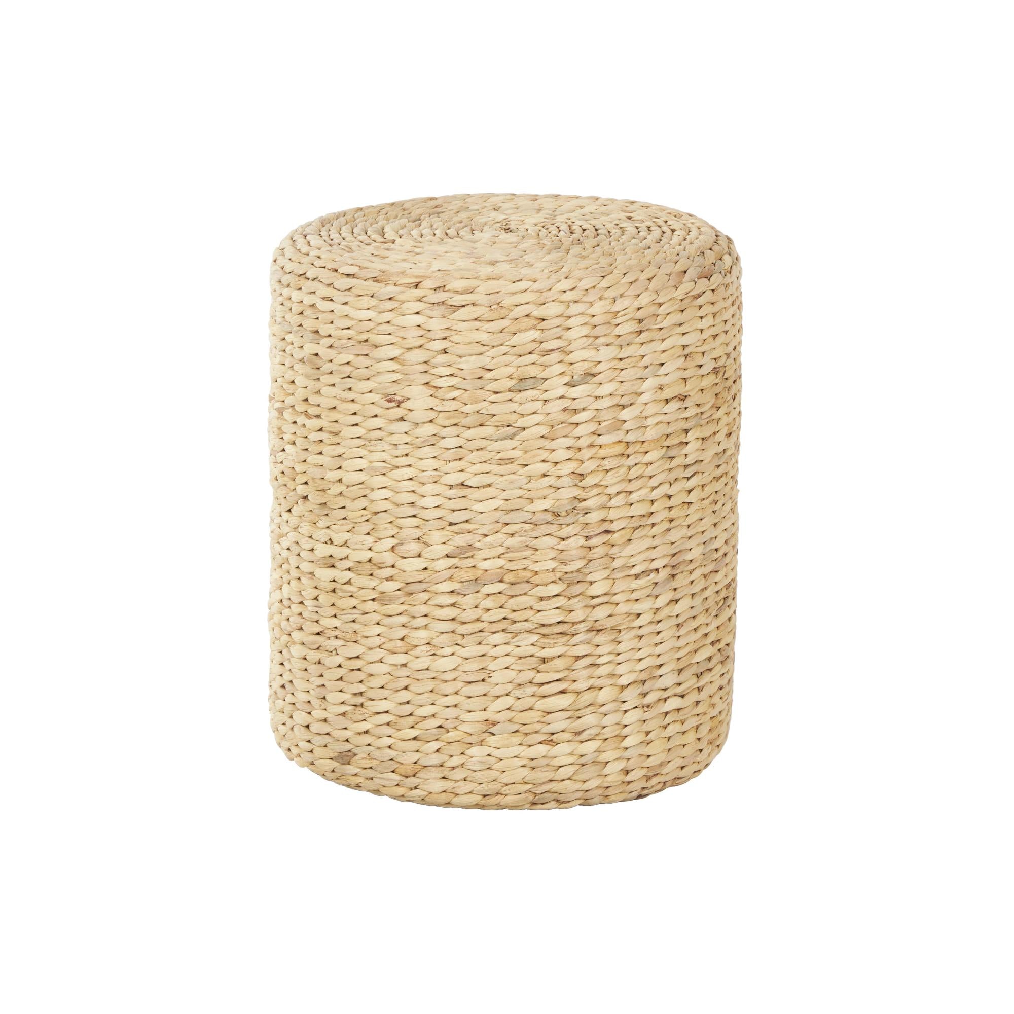 Brown Seagrass Handmade Woven Drum Side End Accent Table