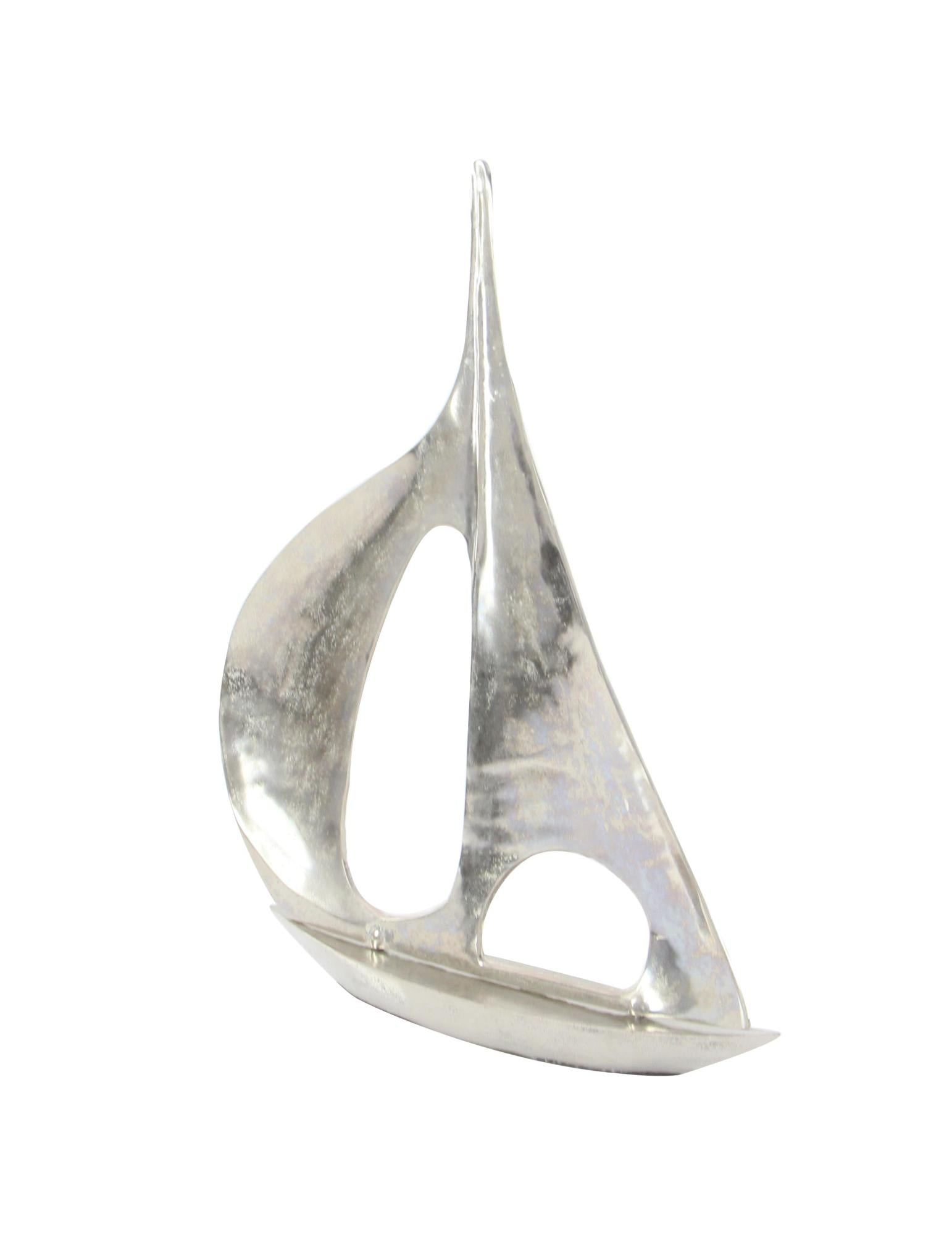 Sail Boat Silver Aluminum Metal Decorative Sculpture