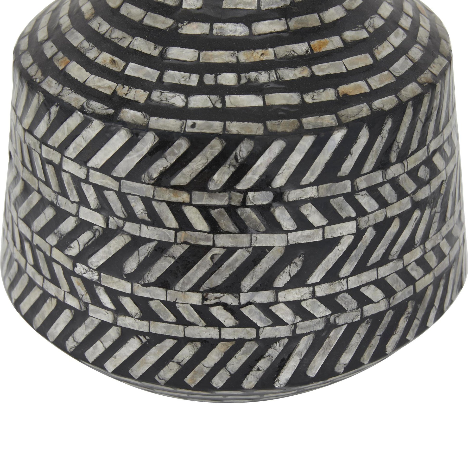 Tribal Black Mother of Pearl Shell Handmade Decorative Vase